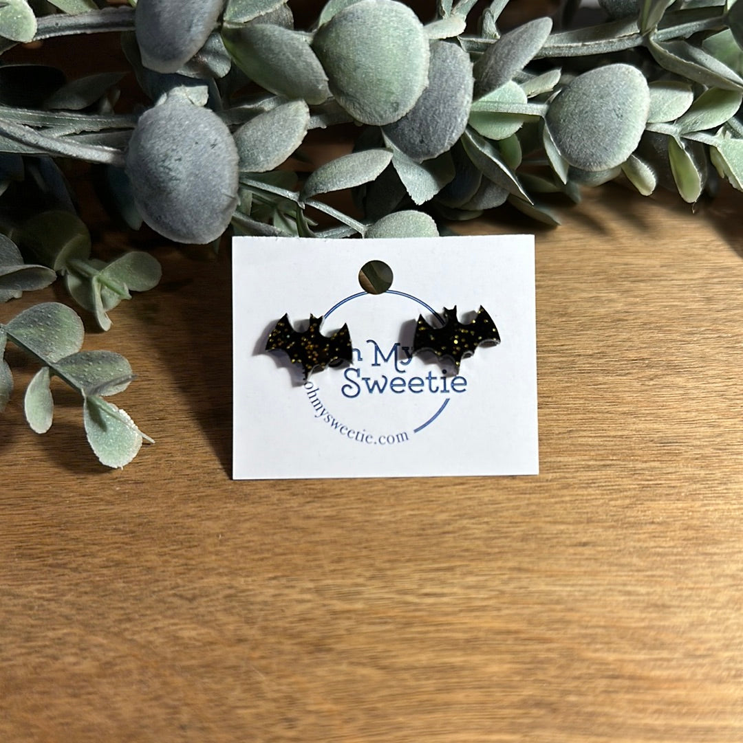 Black Glitter BatsStuds