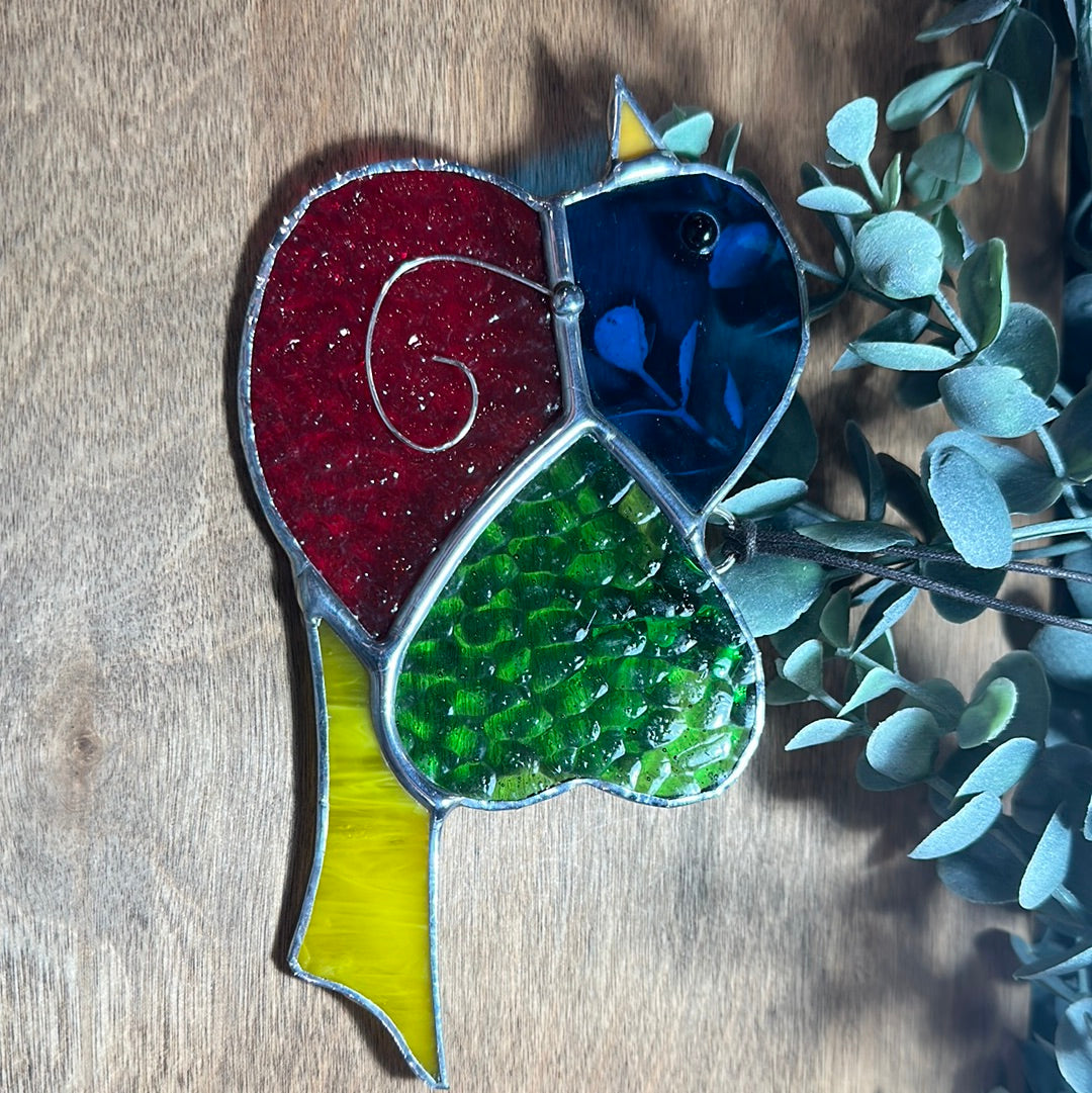 Colorful Heart Bird Stained Glass