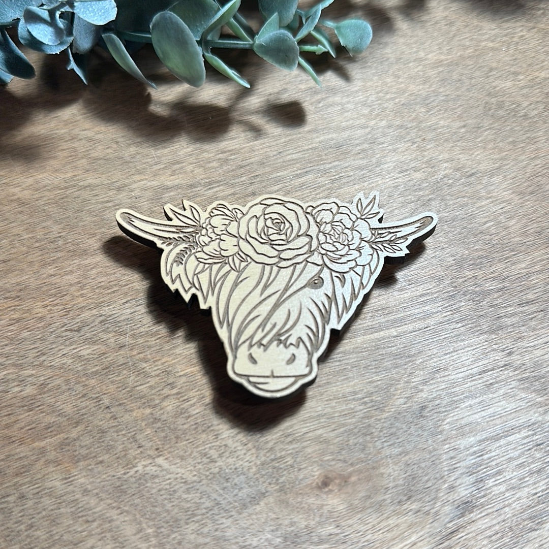 Engraved Highland Cow Magnet