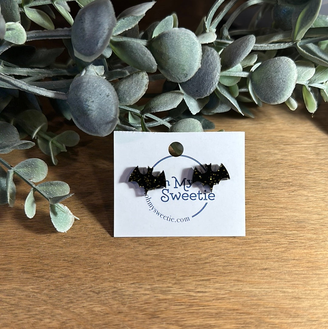 Black Glitter BatsStuds