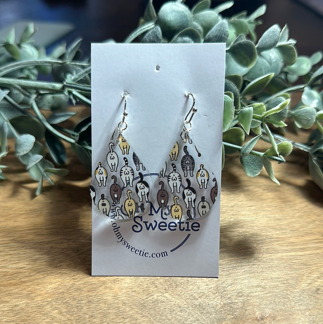 Cat Butt Teardrop Earrings