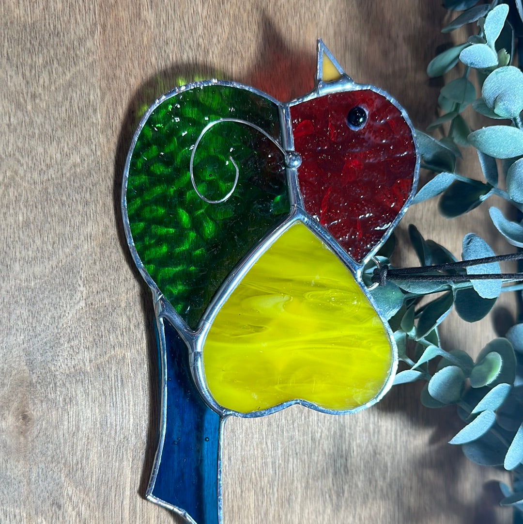 Colorful Heart Bird Stained Glass