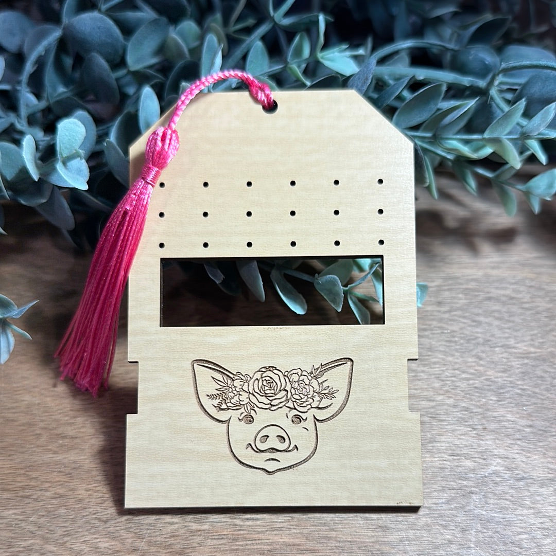 Floral Pig Travel Earring Holder