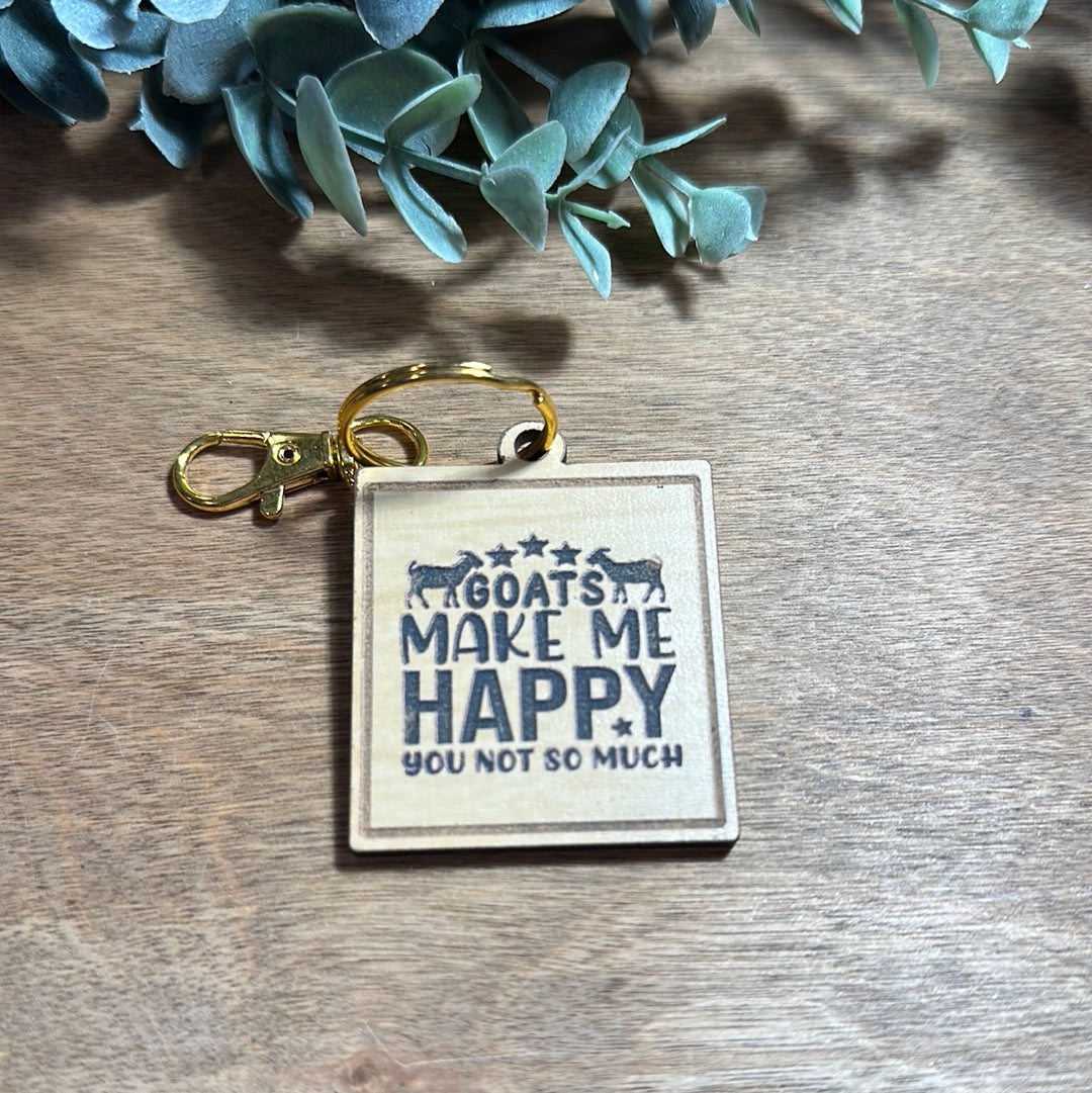 Goats Make Me Happy Keychain