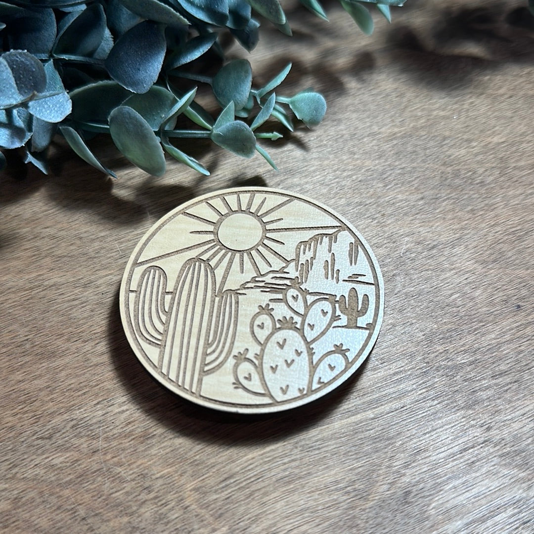 Cactus Landscape Round Magnet