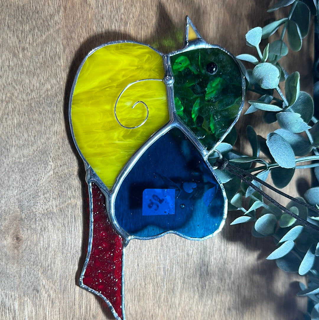 Colorful Heart Bird Stained Glass
