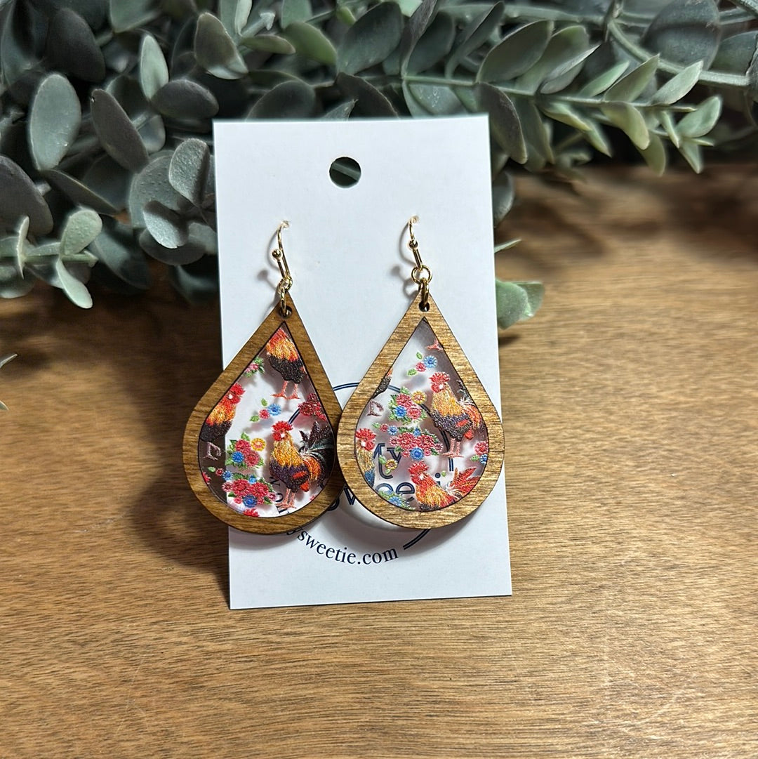 Rooster Teardrop Earrings