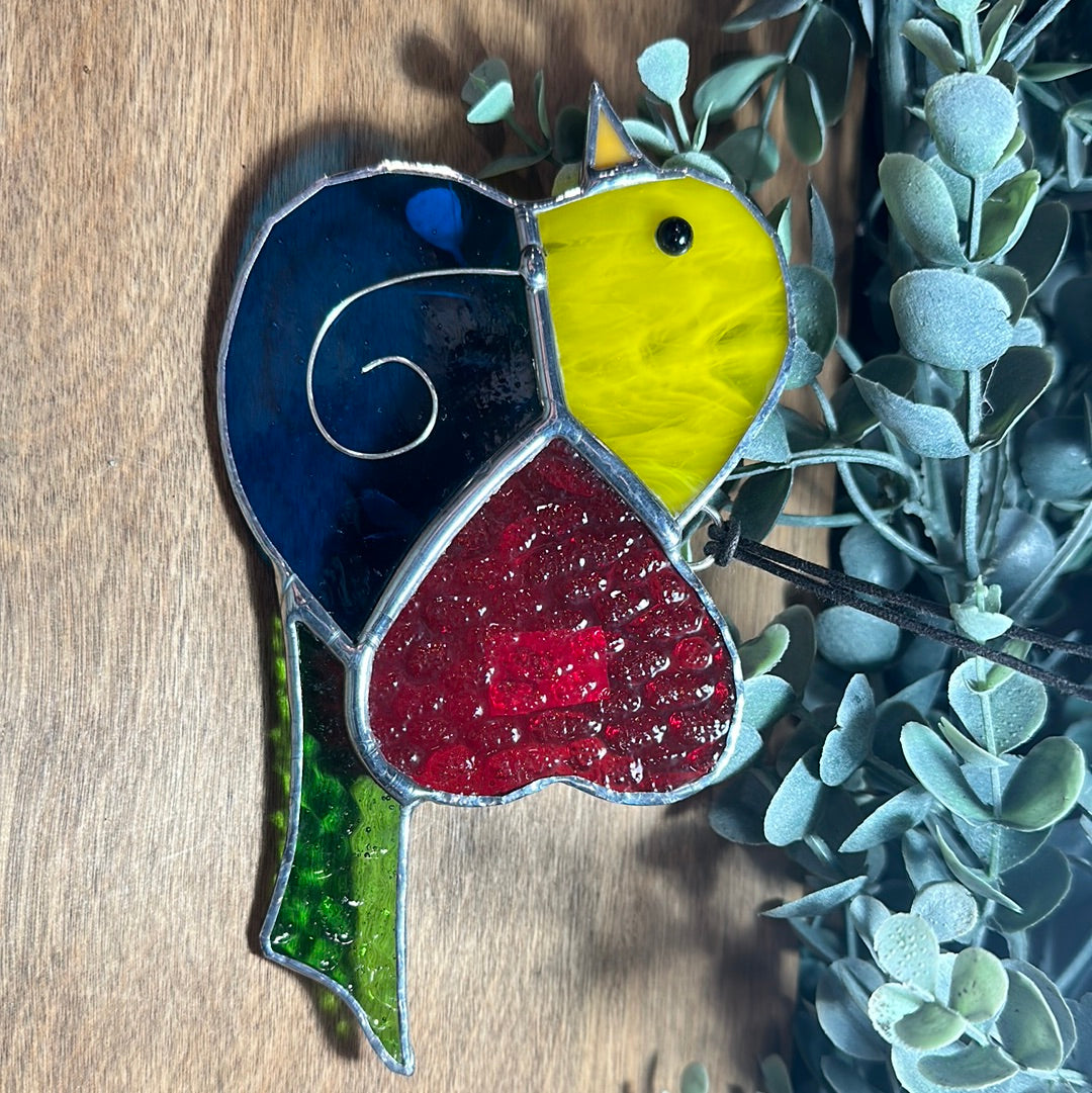 Colorful Heart Bird Stained Glass
