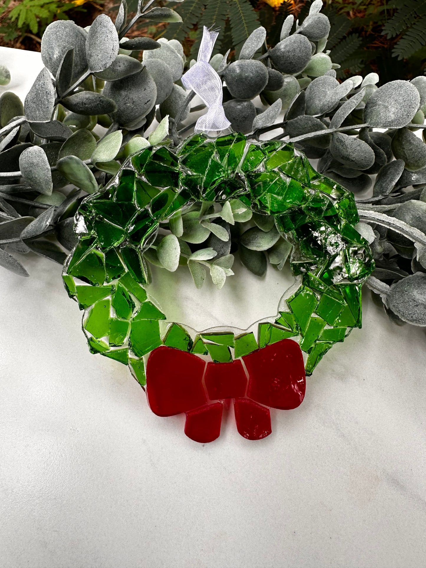 Wreath Mosaic Glass Ornament