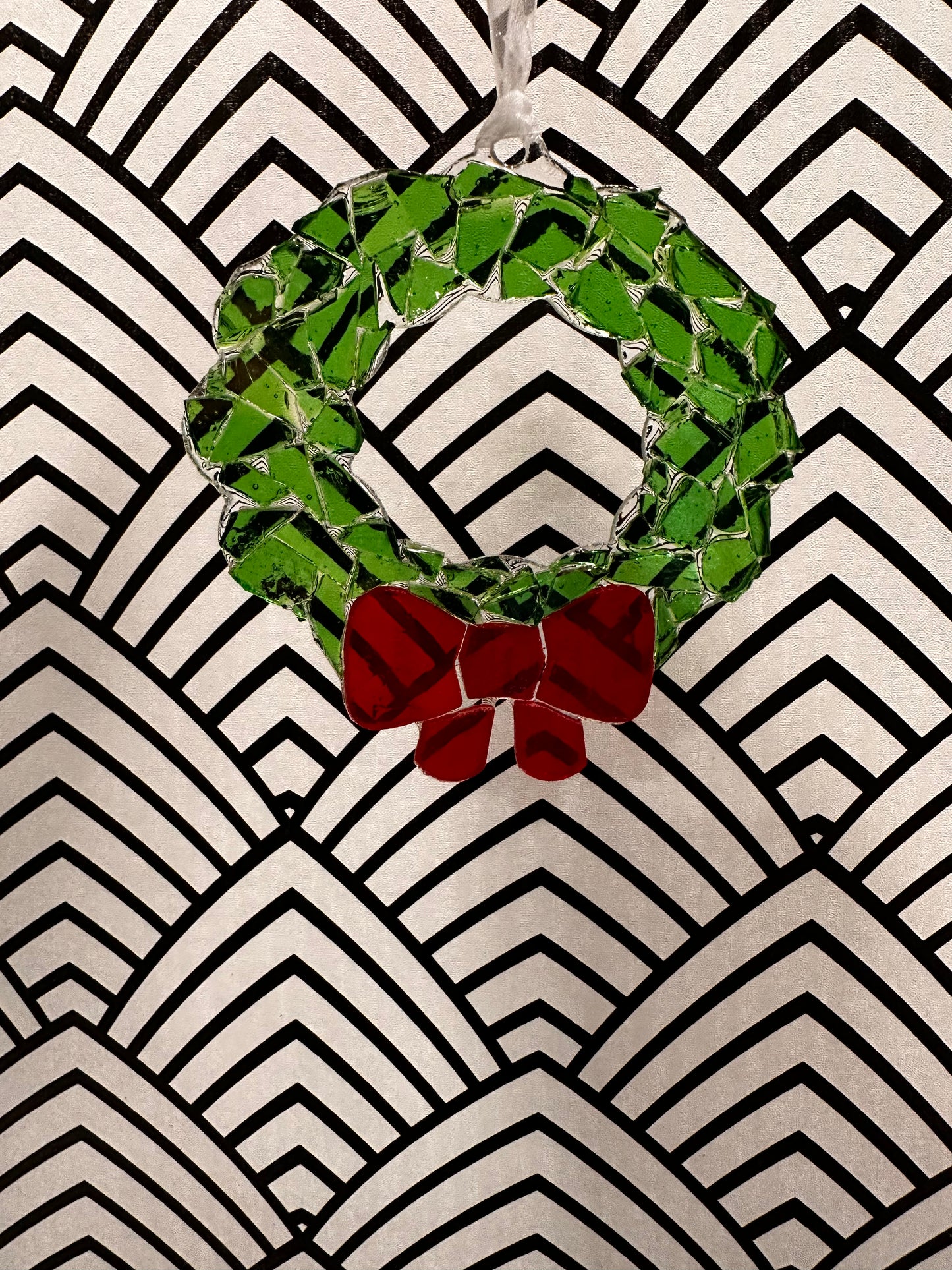 Wreath Mosaic Glass Ornament