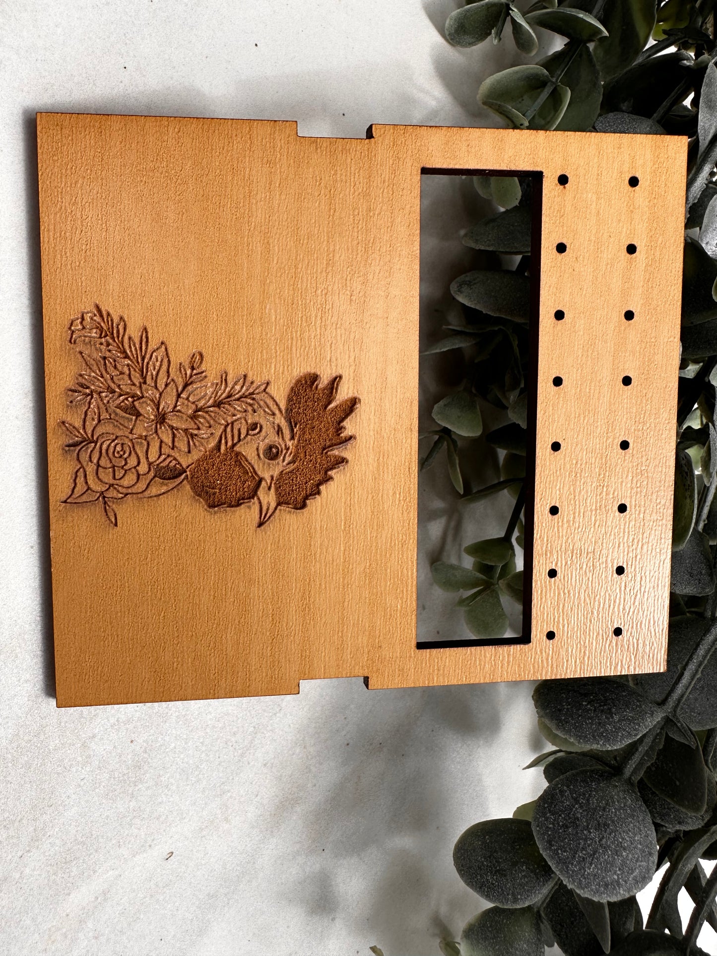 Floral Rooster Travel Earring Holder