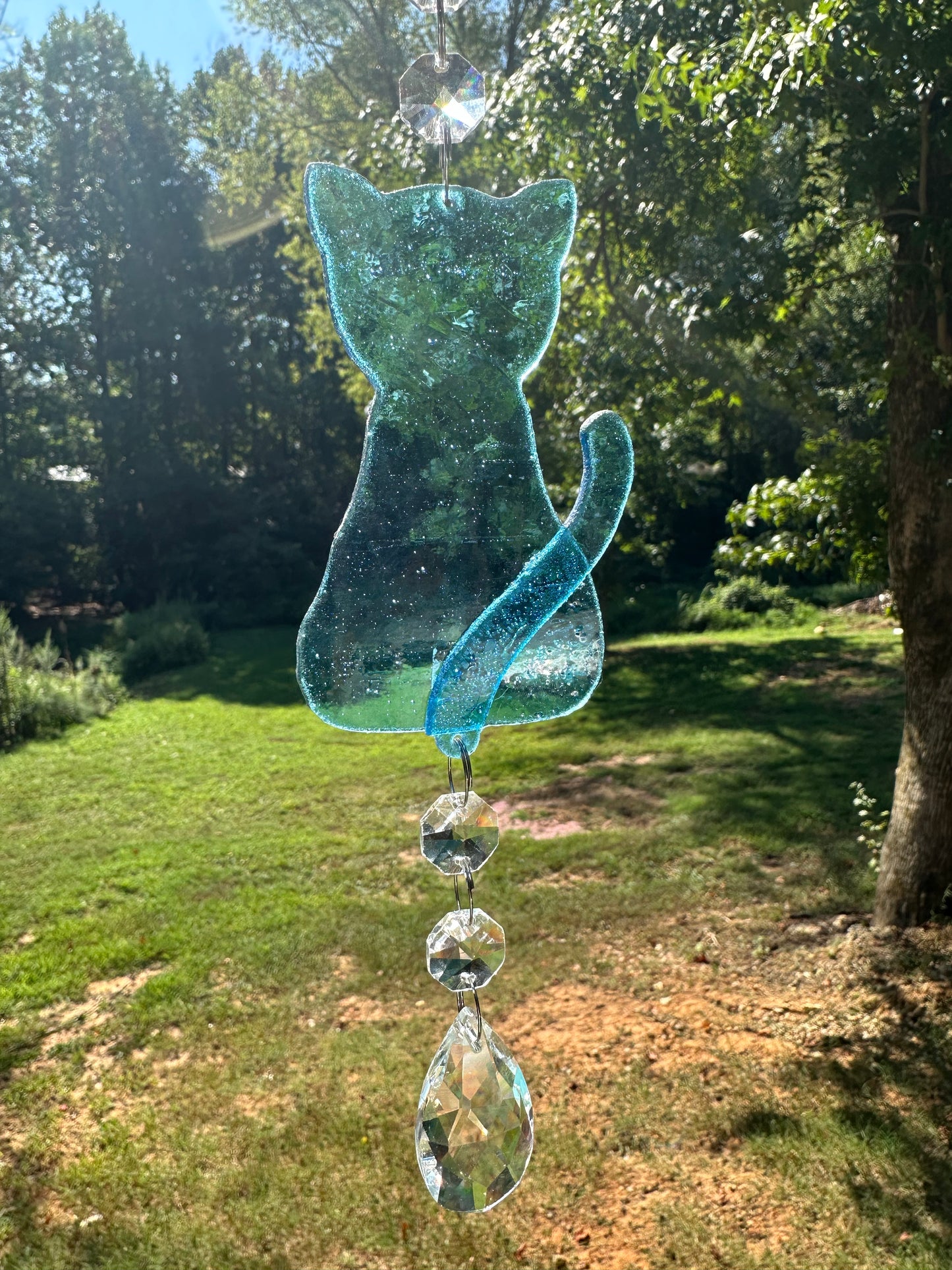 Glass Cat Suncatcher