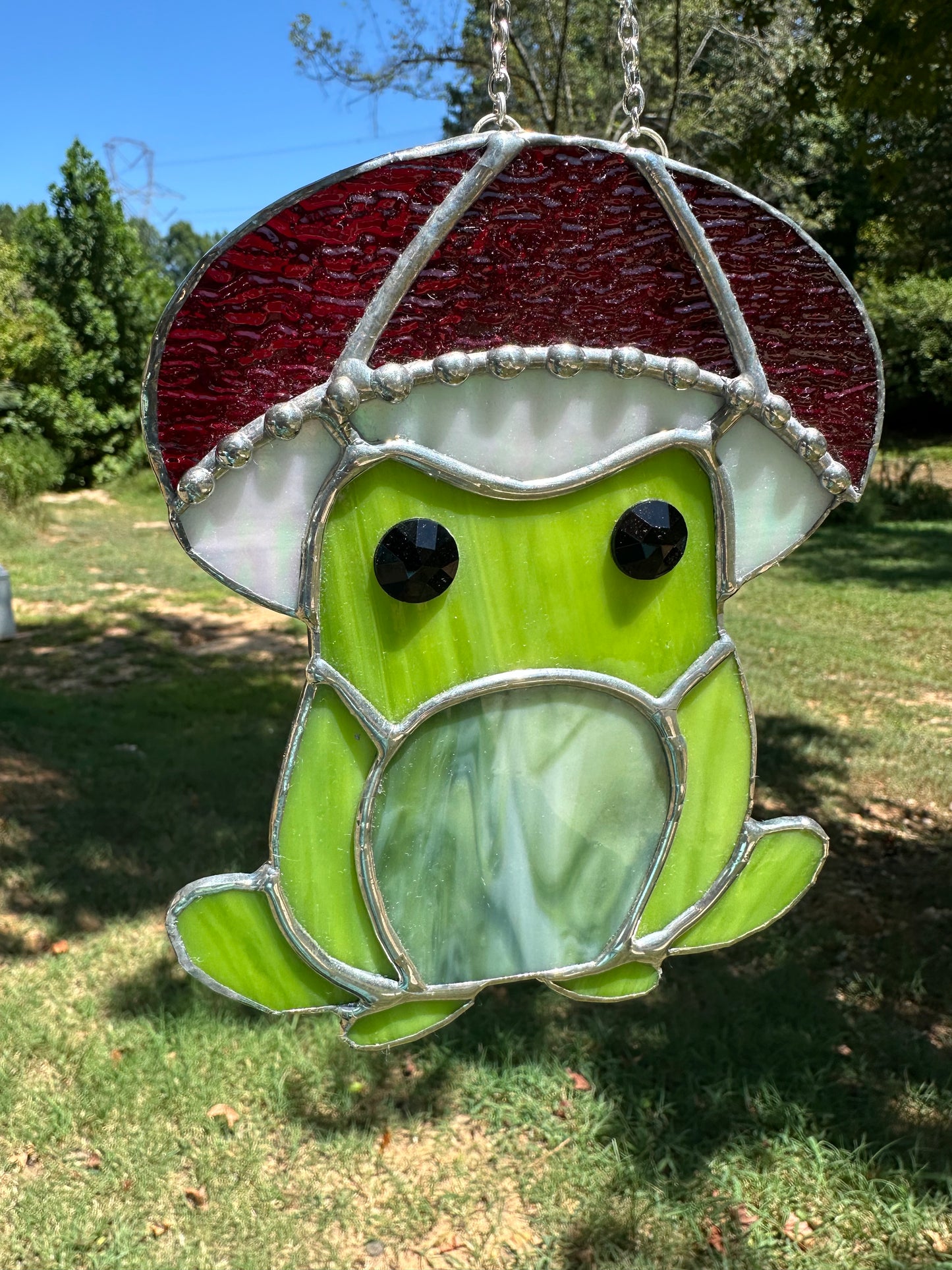 Mushroom Frog stained glass