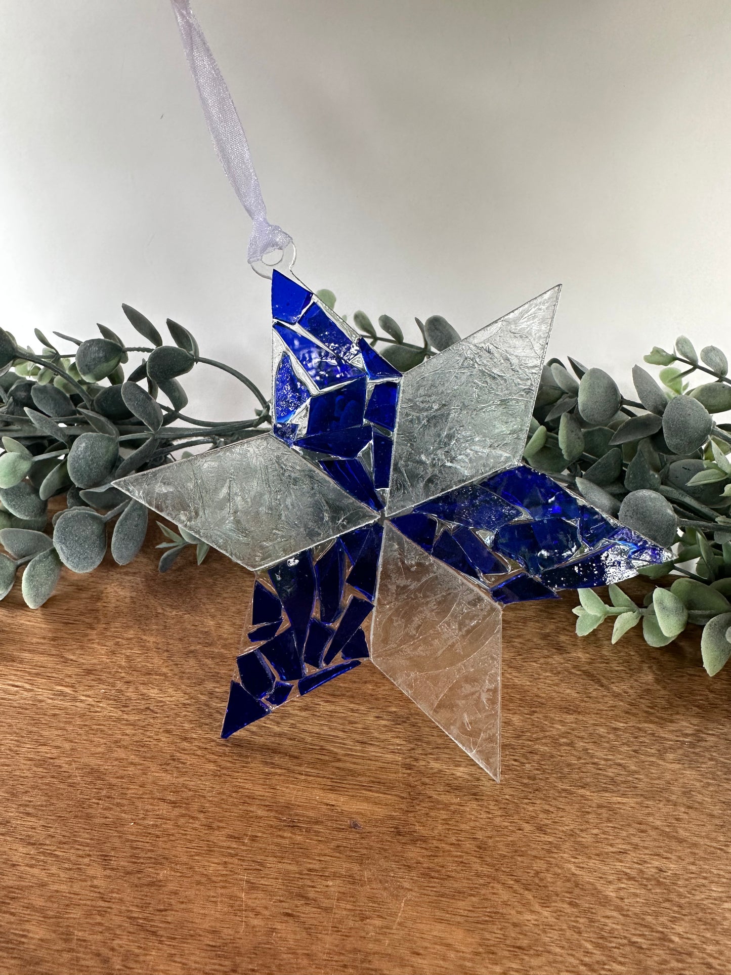 Six-point STAR, Mosaic Glass Ornament (#2 chip)