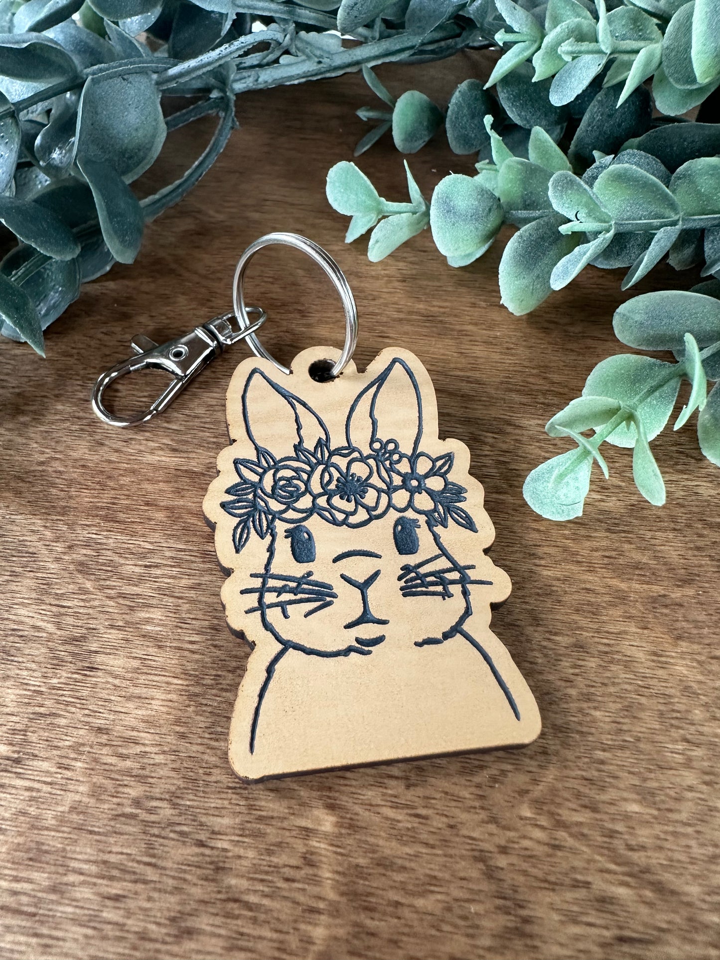 Floral Rabbit Keychain