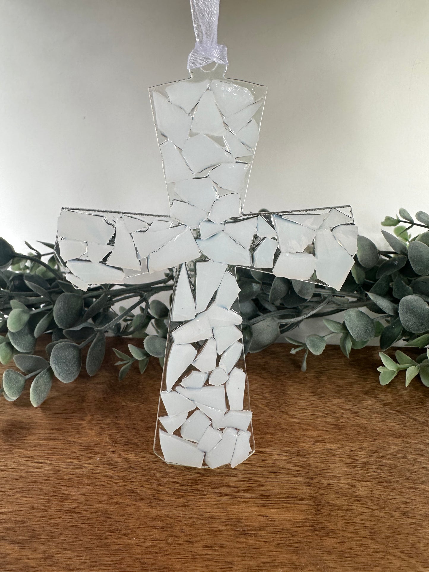 Cross Mosaic Glass Ornament