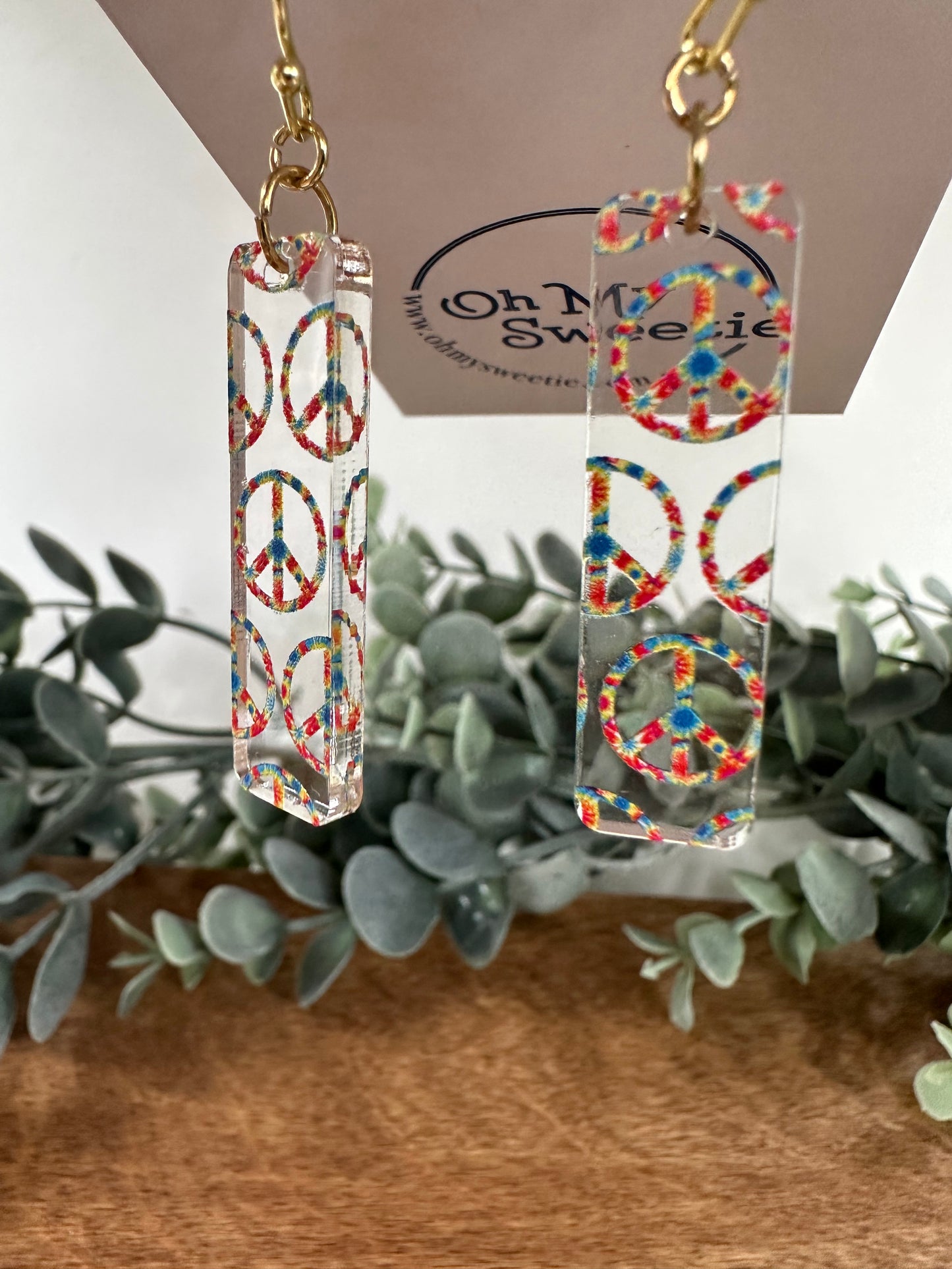 Peace Rectangle Earrings