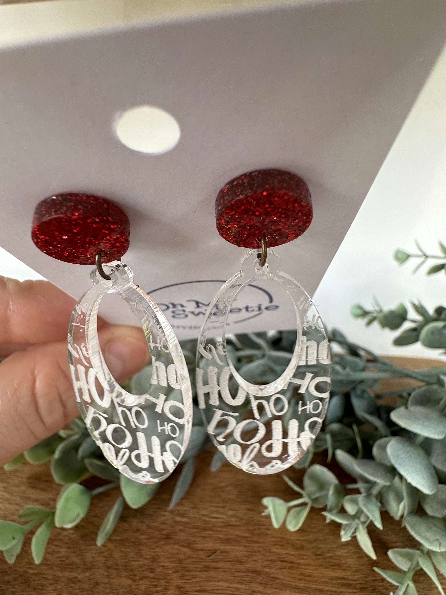 Clear Ho Ho Ho Drop Earrings