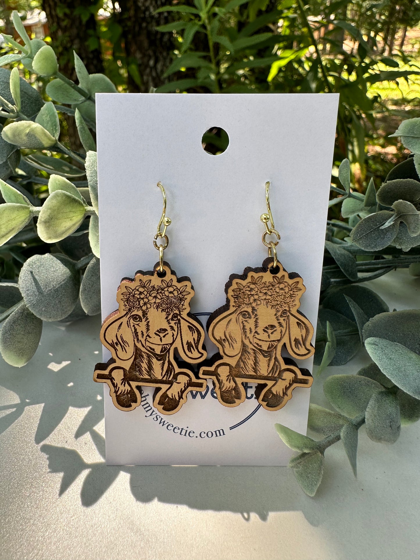 Engraved Floral Floppy Goat Earrings
