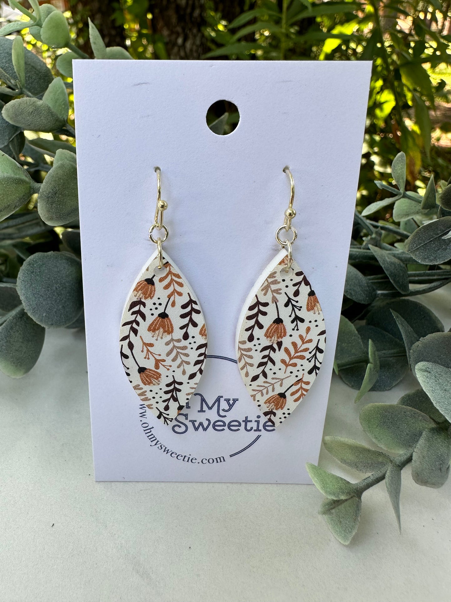 Fall Floral Ellipse Earrings