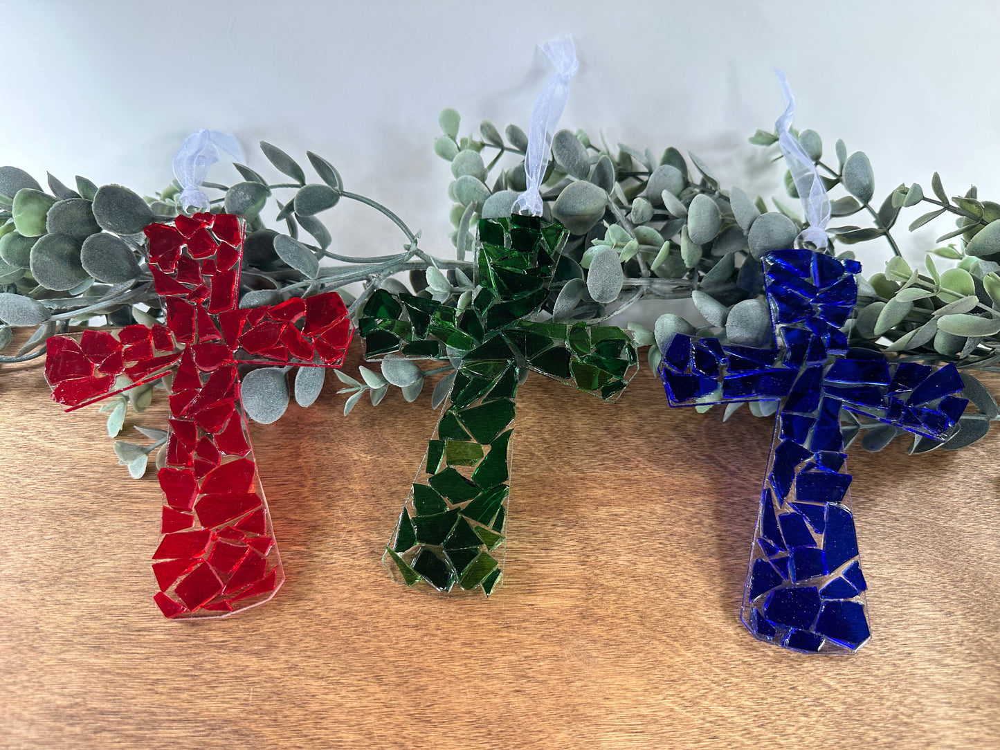 Cross Mosaic Glass Ornament