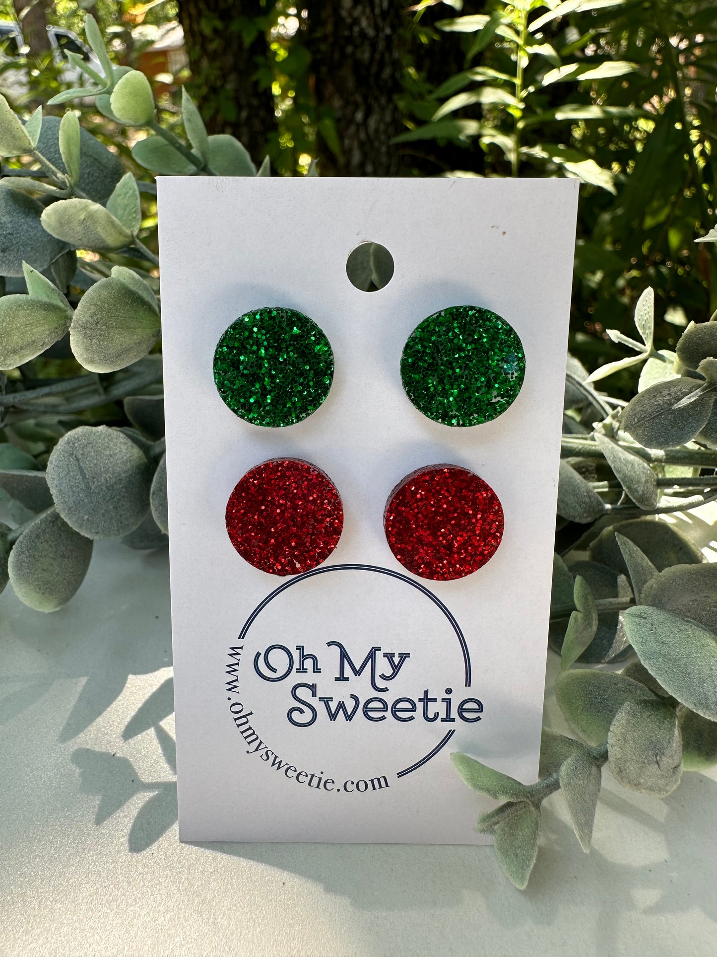 Holiday Glitter 15mm 2pk Studs