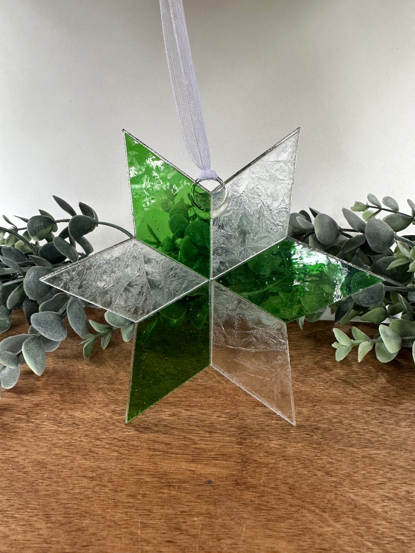 Six-point Star Mosaic Glass Ornament (#1 solid)