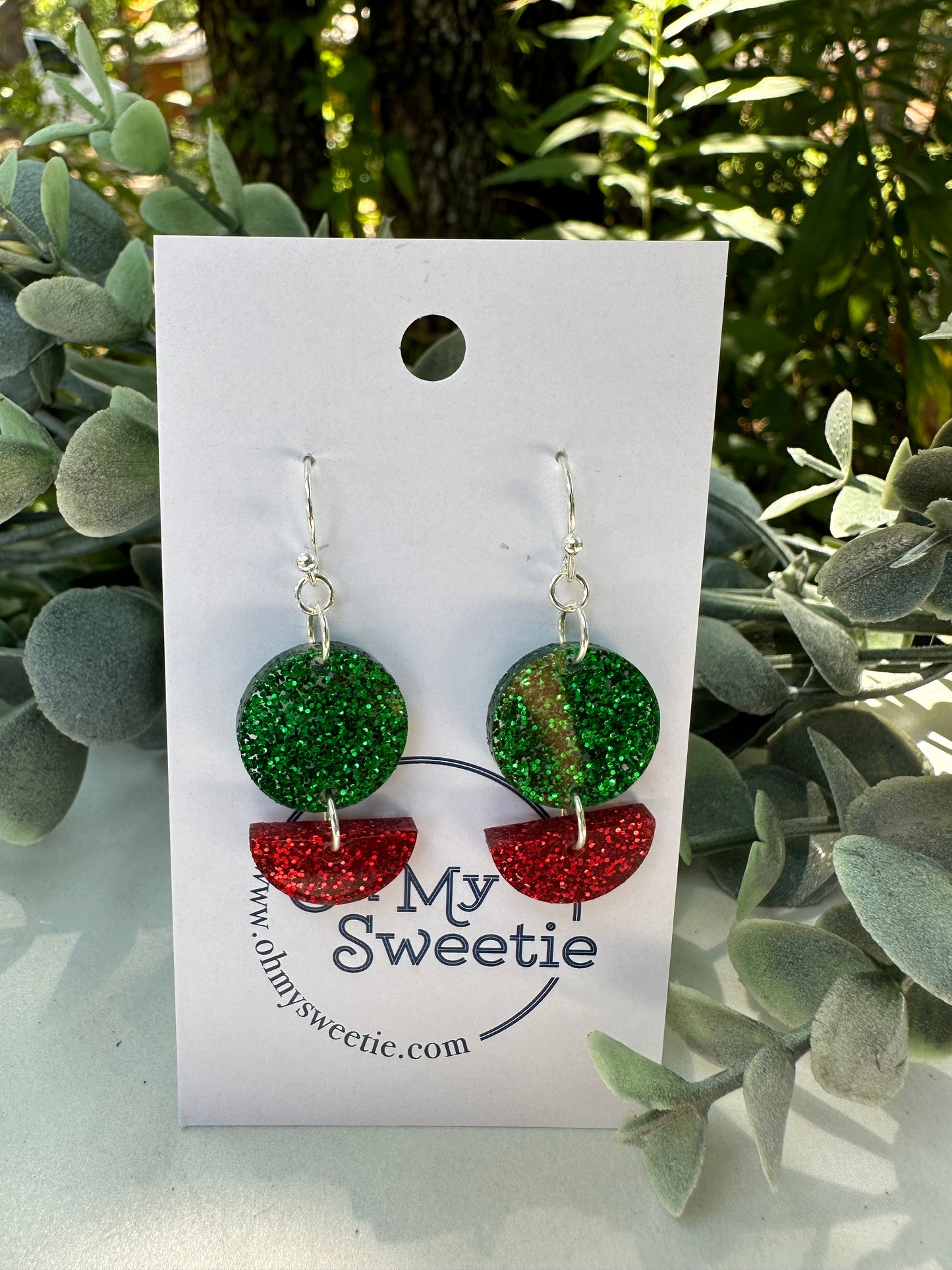Holiday Glitter Single Half Drop Earrings