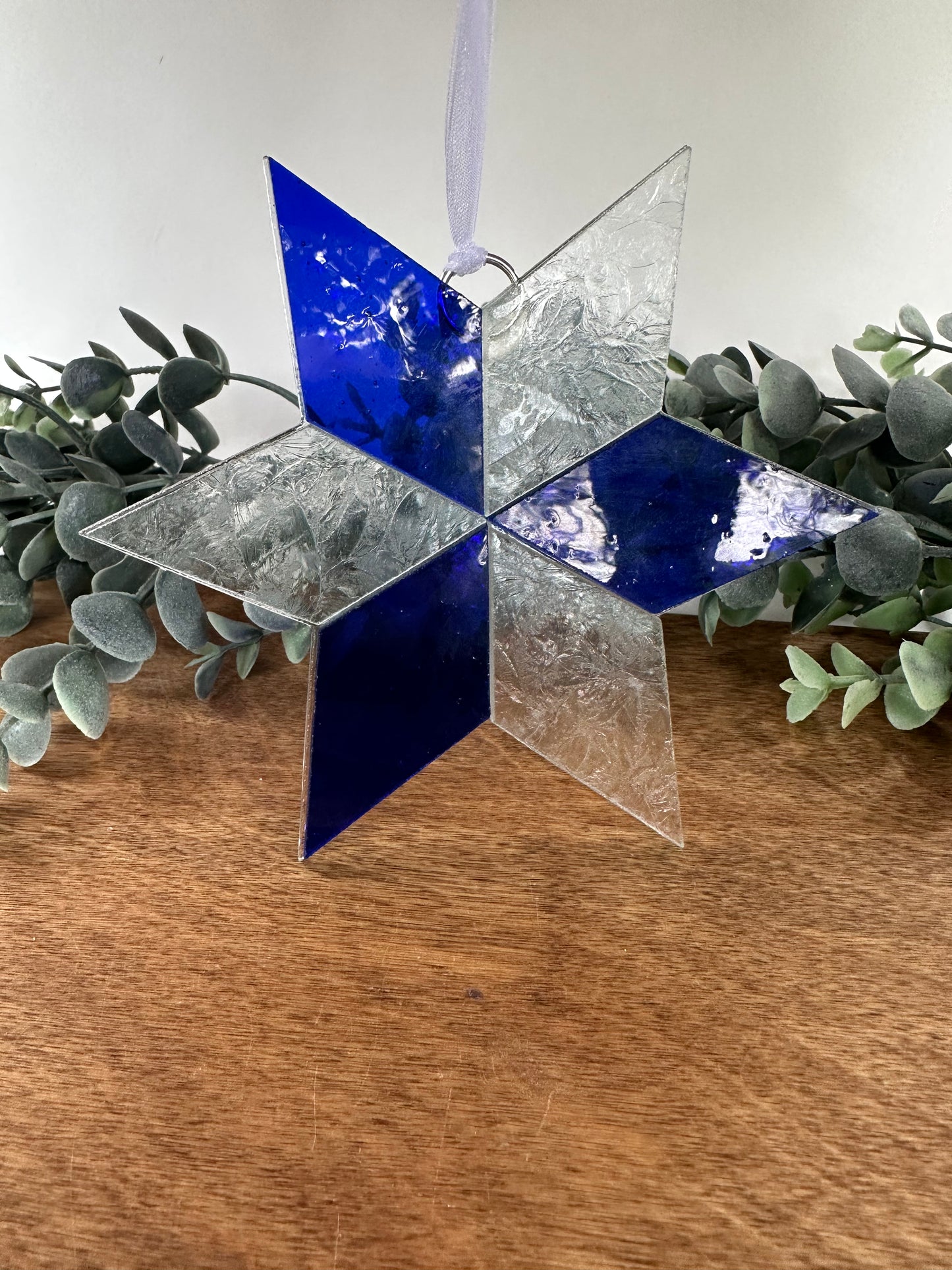 Six-point Star Mosaic Glass Ornament (#1 solid)
