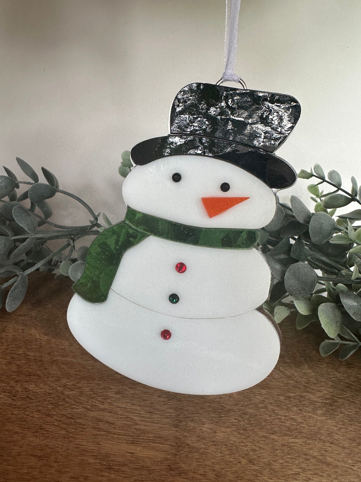 Snowman Mosaic Glass Ornament