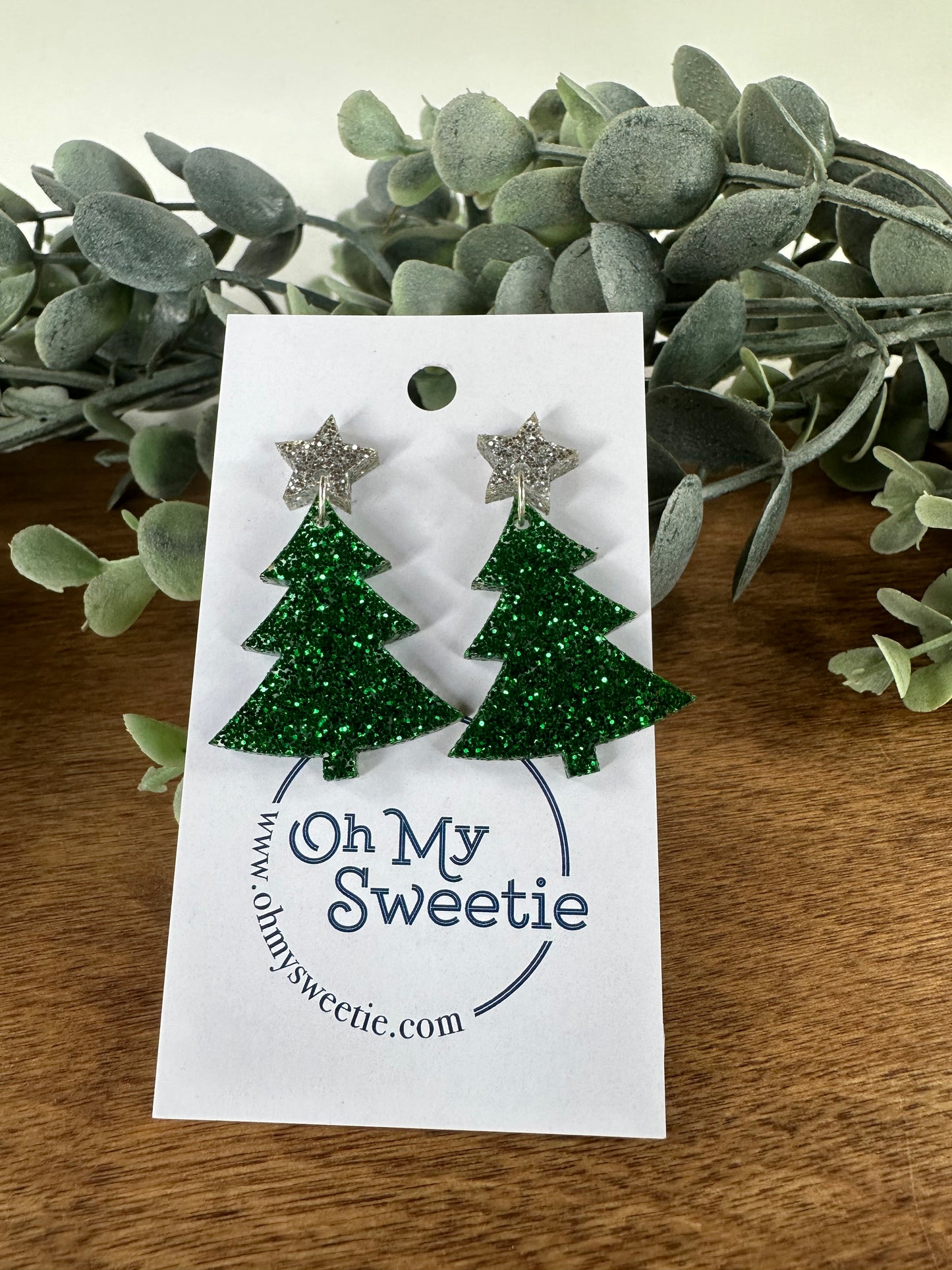 Christmas Tree Earrings - Glitter Colors
