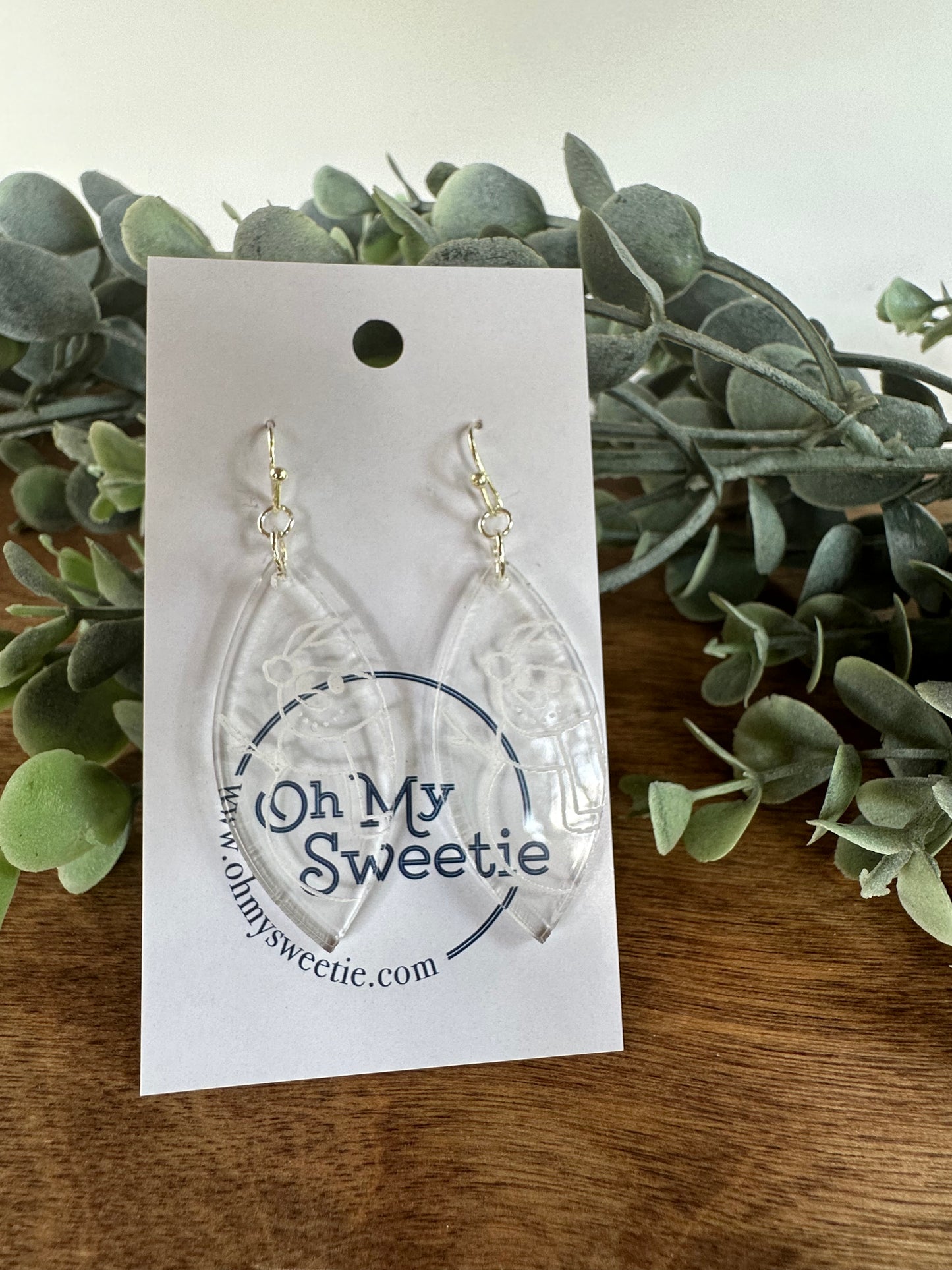 Clear Snowman Earrings