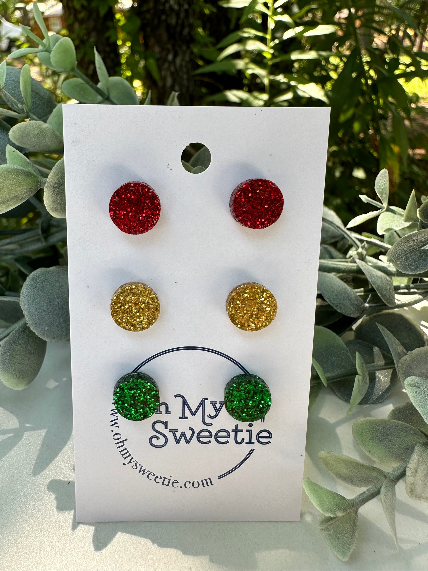 Holiday Glitter 10mm 3pk Studs