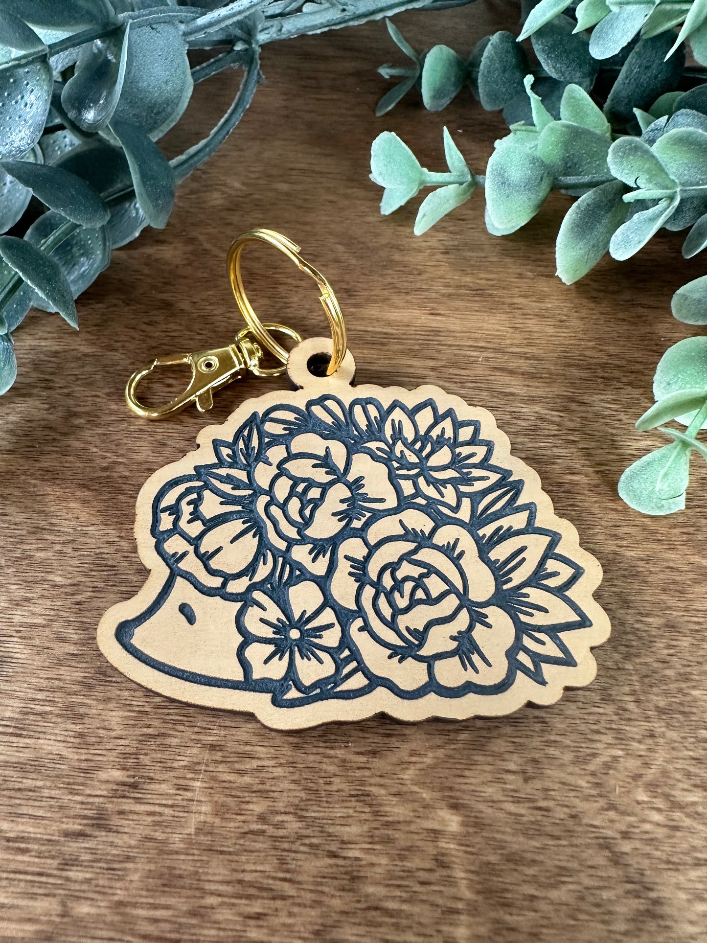 Floral Hedgehog Keychain