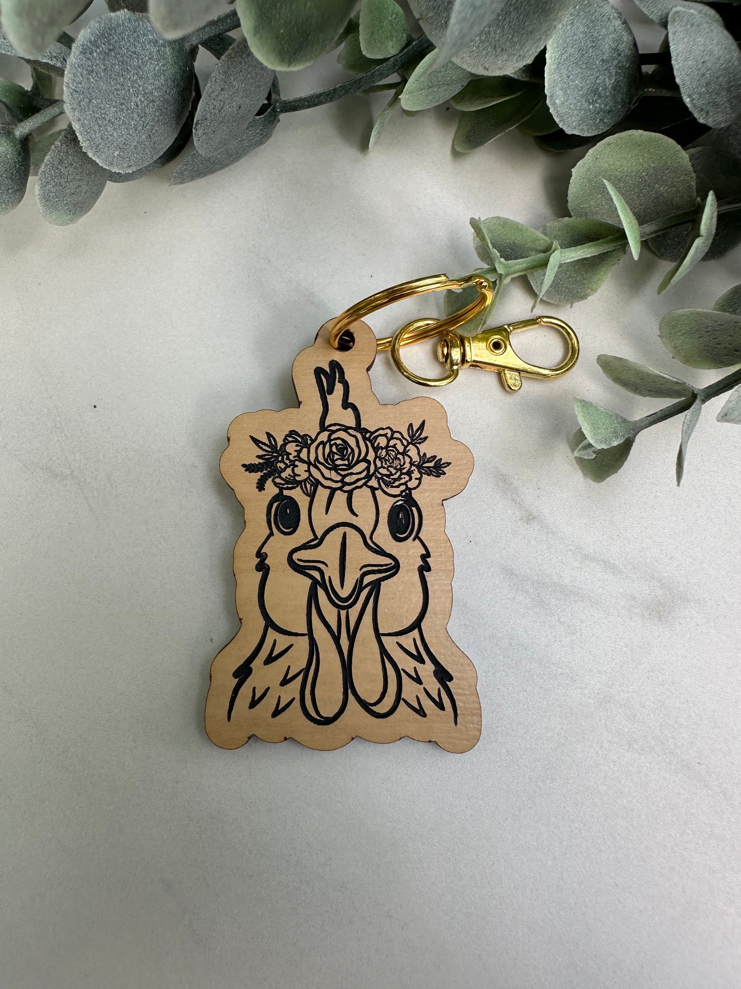 Floral chicken Keychain