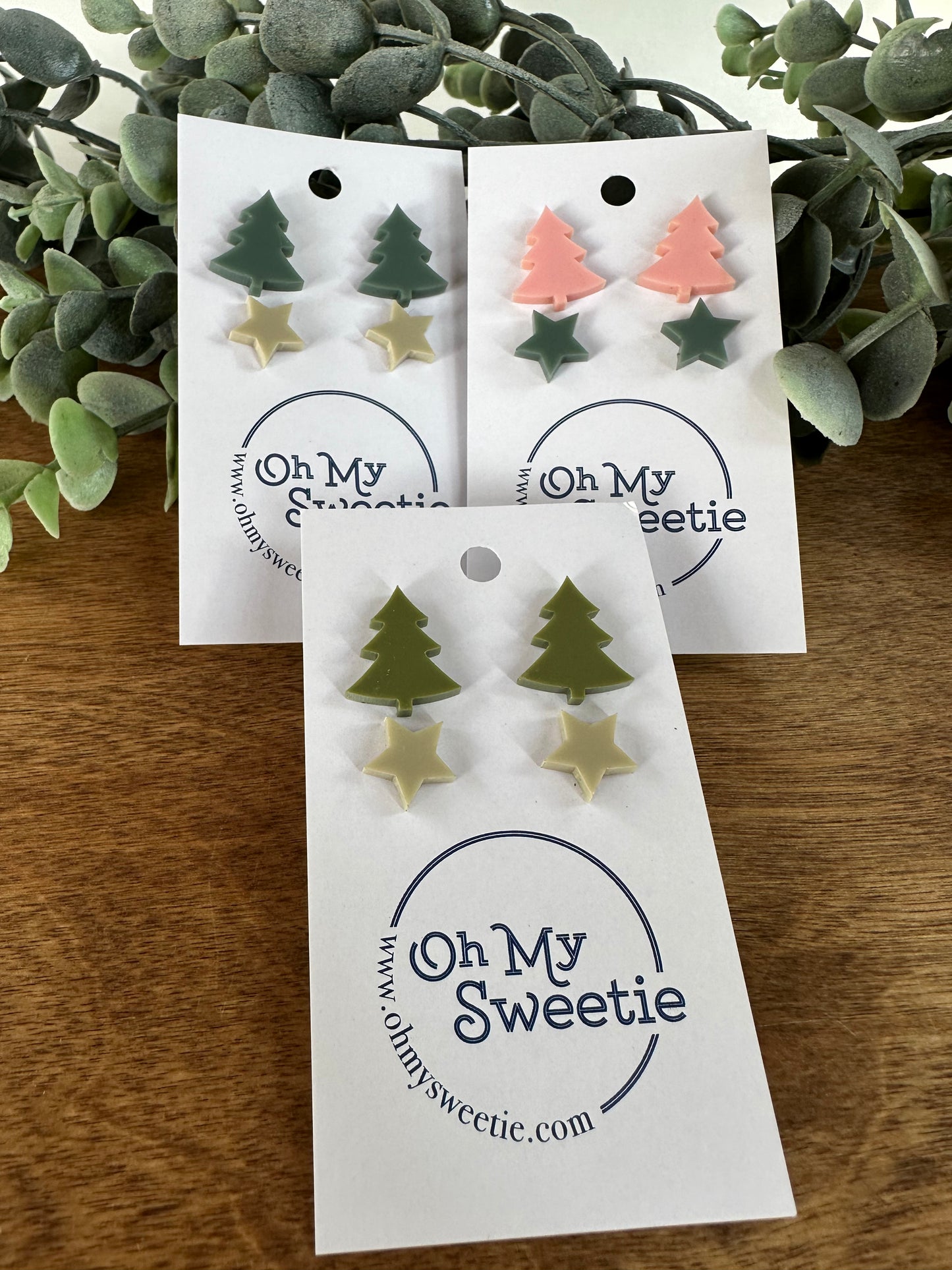 Christmas Tree Studs - Solid Color