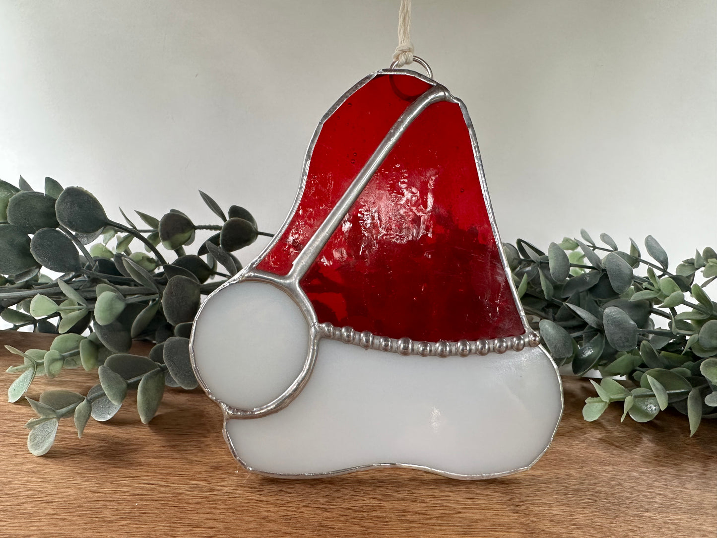 SANTA HAT, Stained Glass Ornament