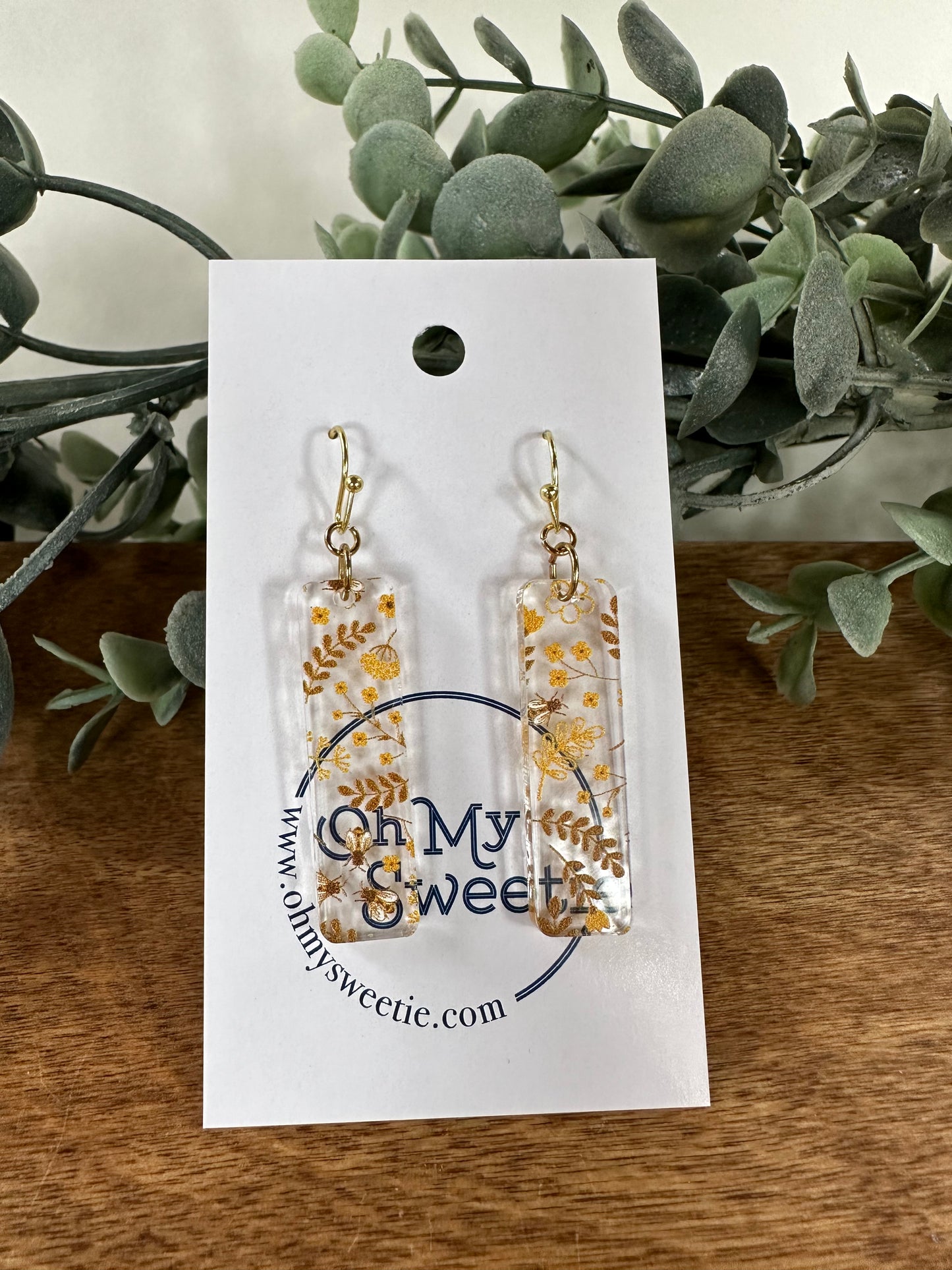 Harvest Bee Rectangle Earrings