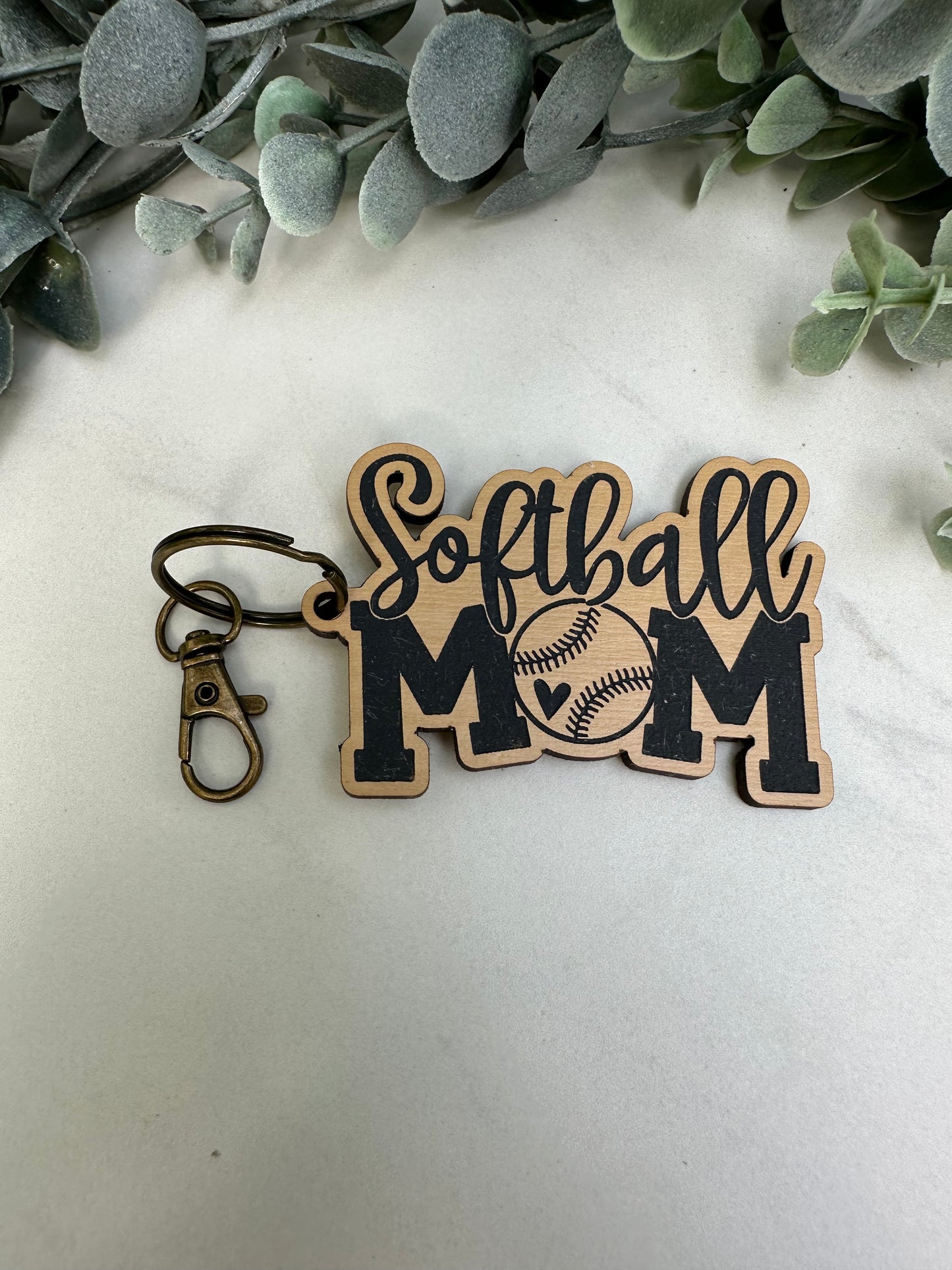 Softball Mom Keychain