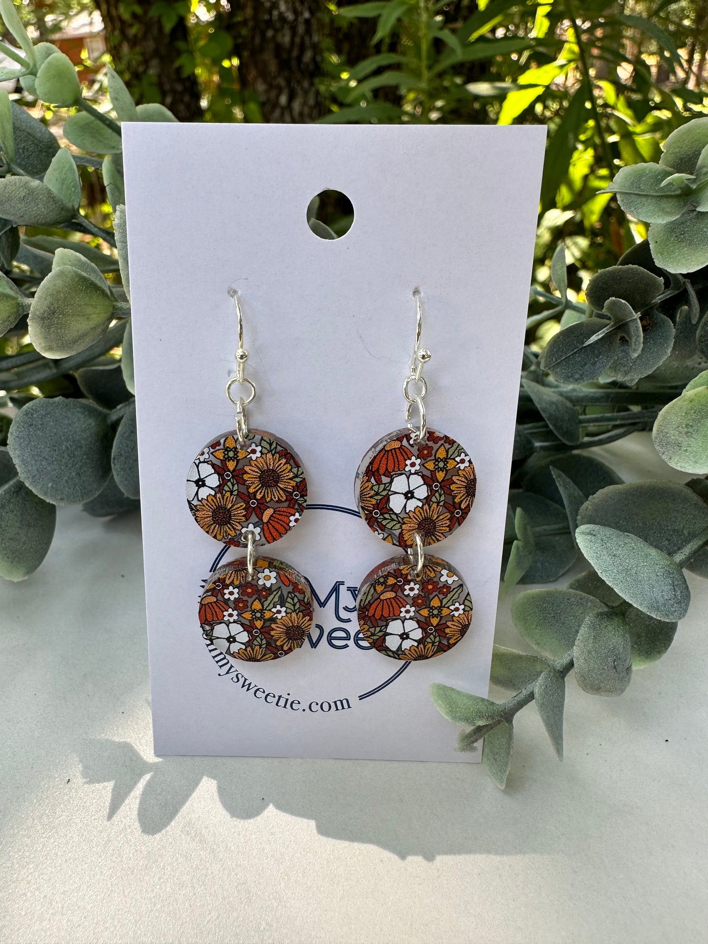 Retro Floral Double Drop Earrings
