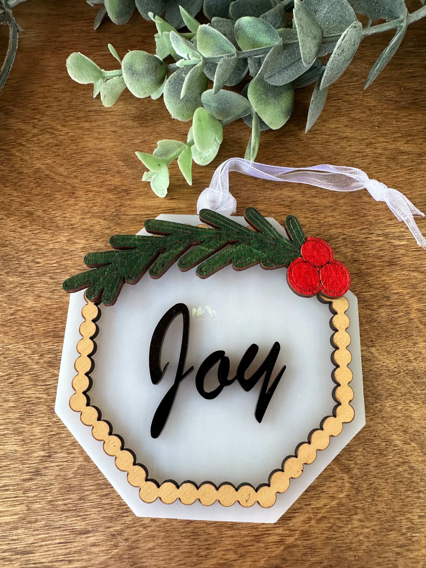 Octagon "Joy" Ornament