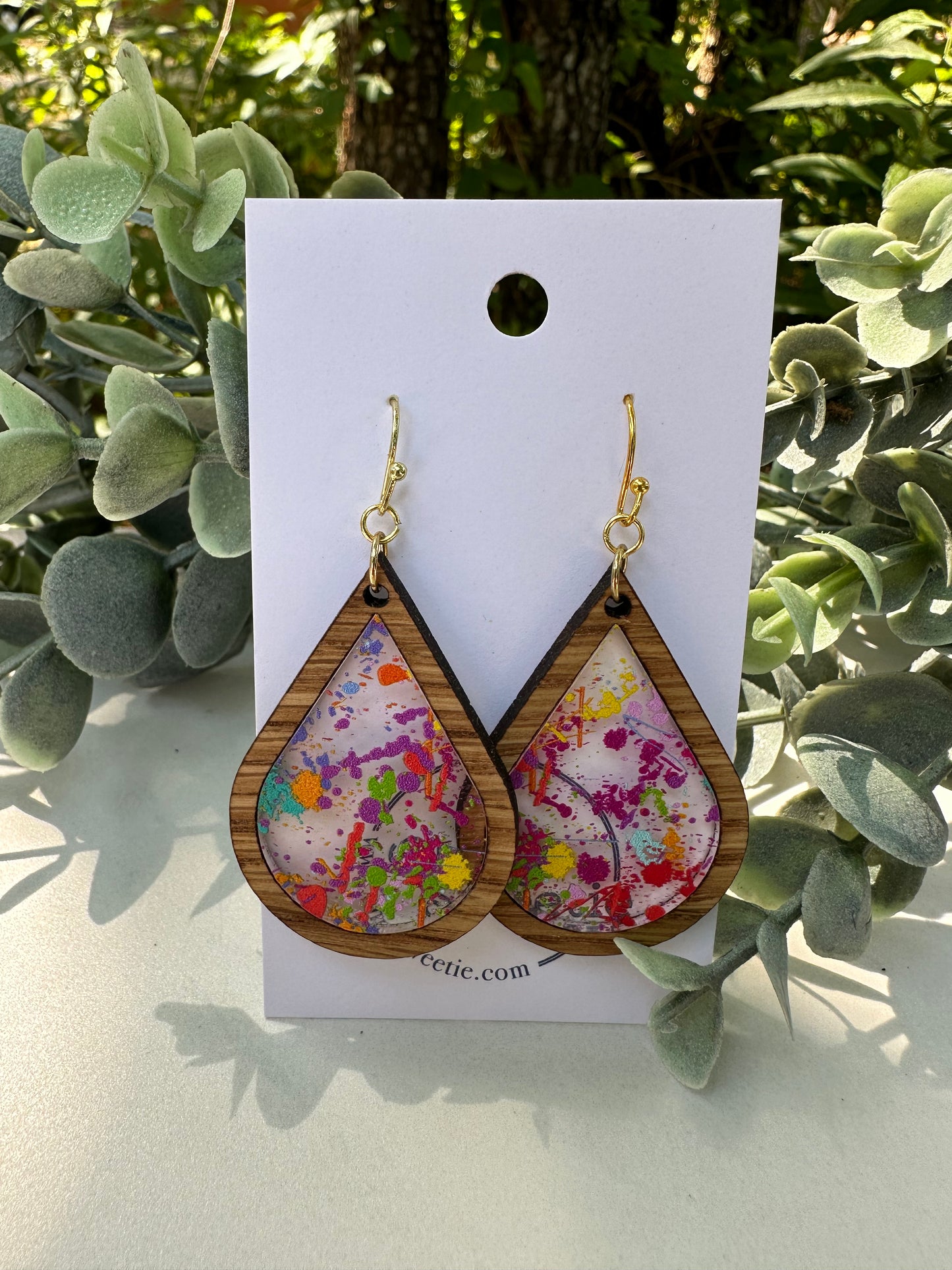 Splatter Paint Teardrop Earrings