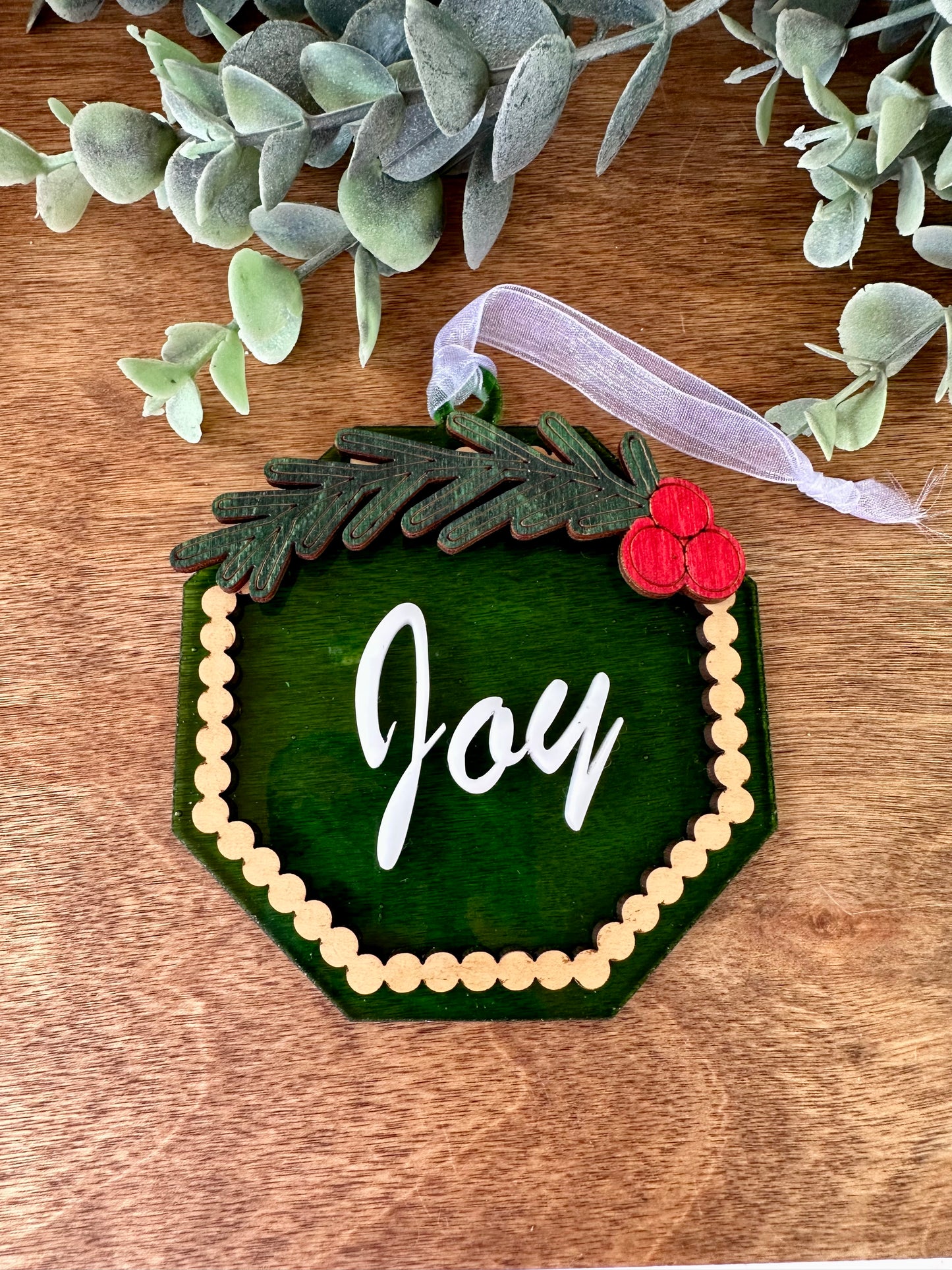 Octagon "Joy" Ornament