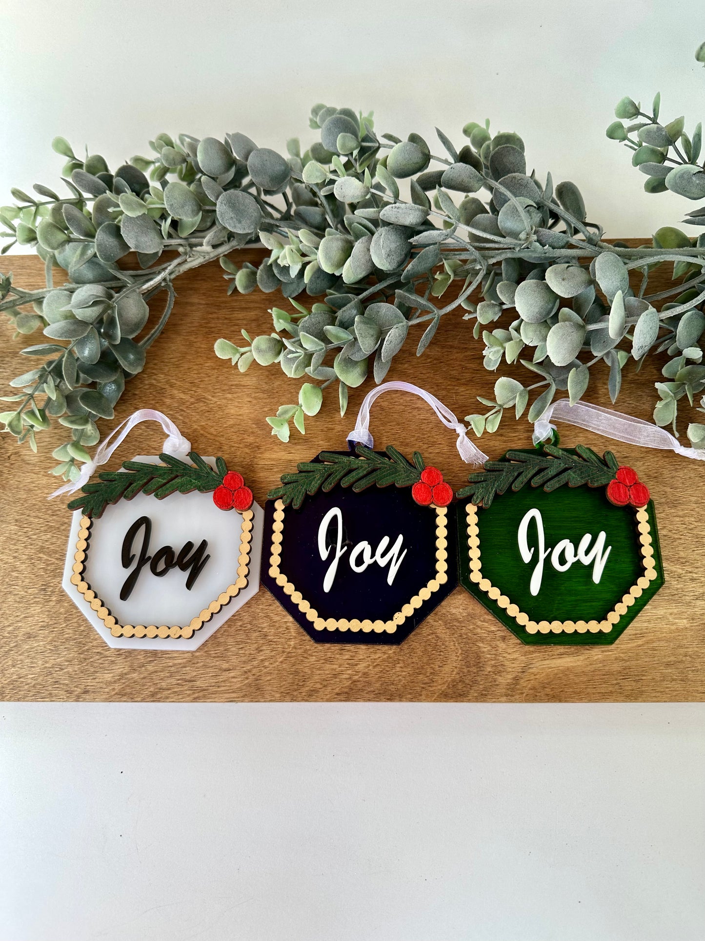 Octagon "Joy" Ornament