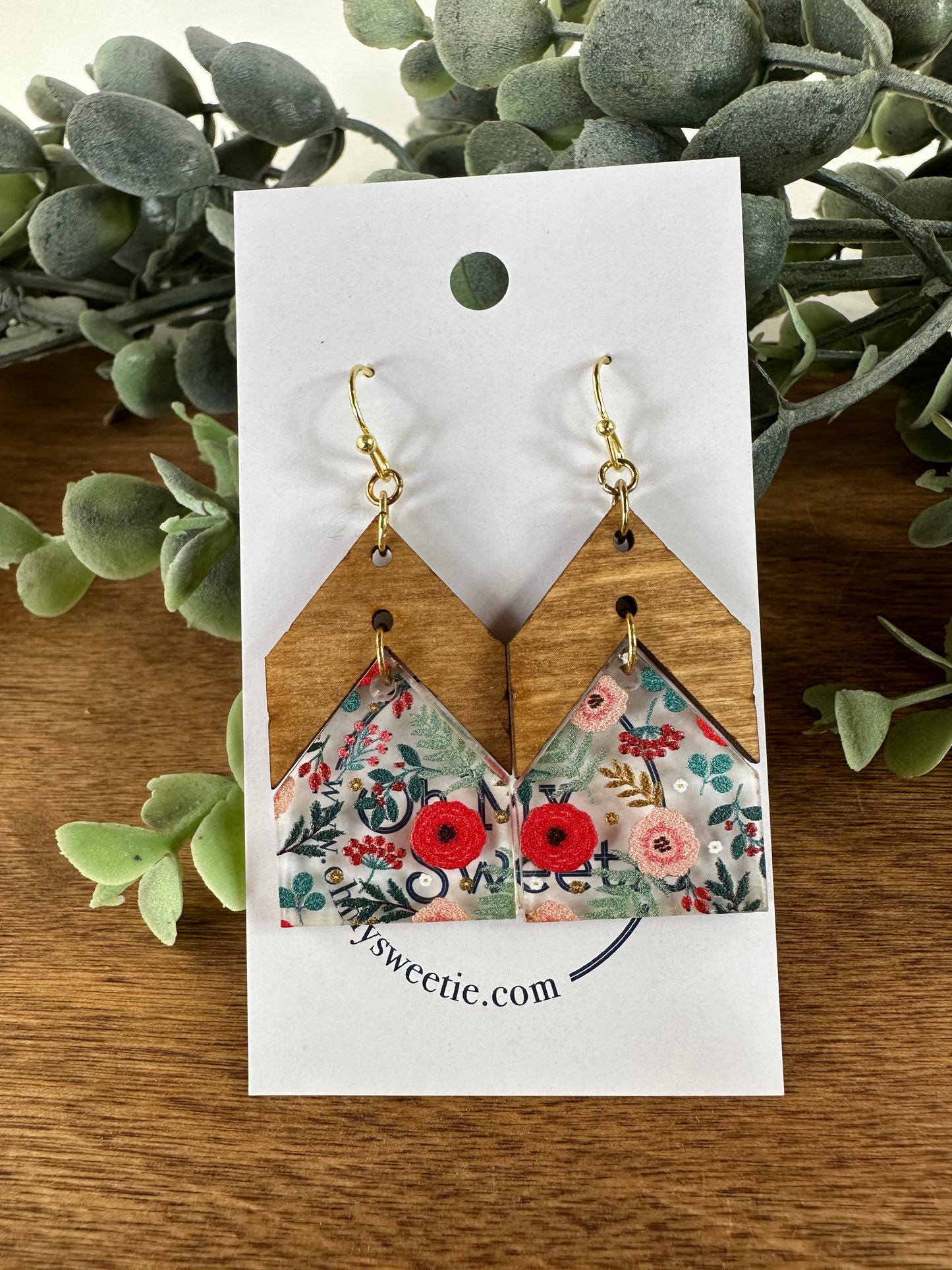 Christmas Floral Arrow Earrings