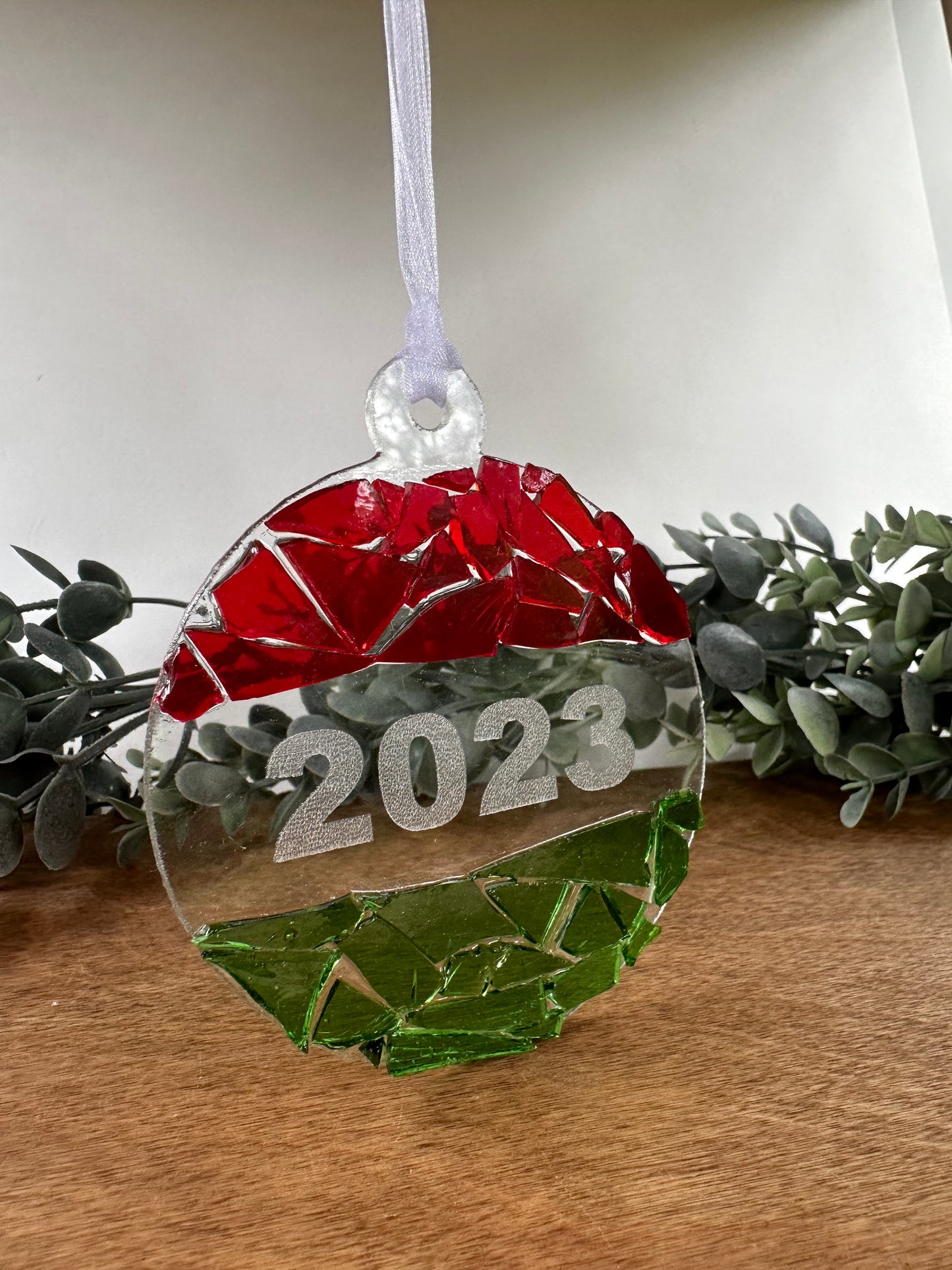 Ball Mosaic Glass Ornament - Dated
