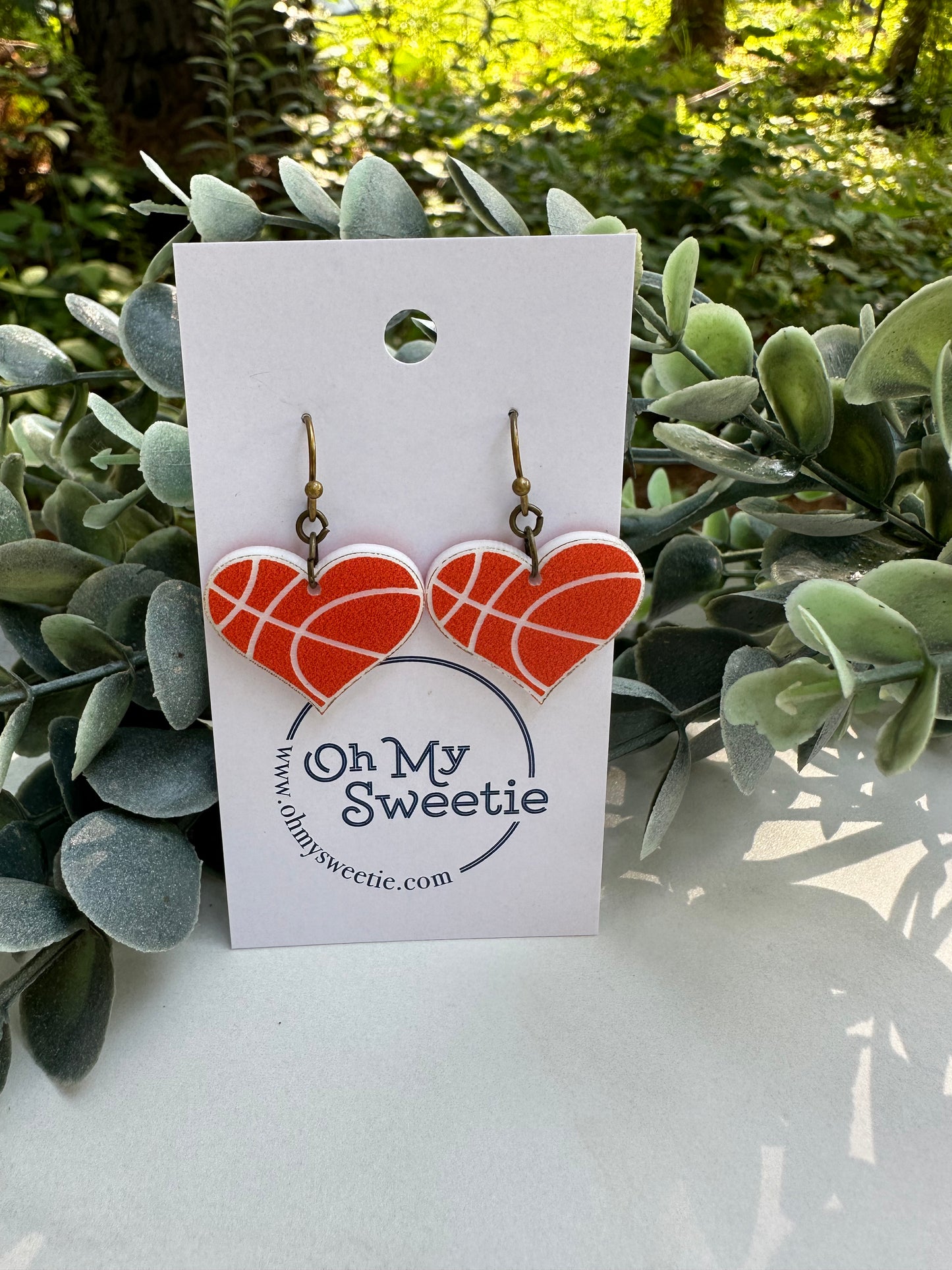 Basketball Drop Heart Earrings