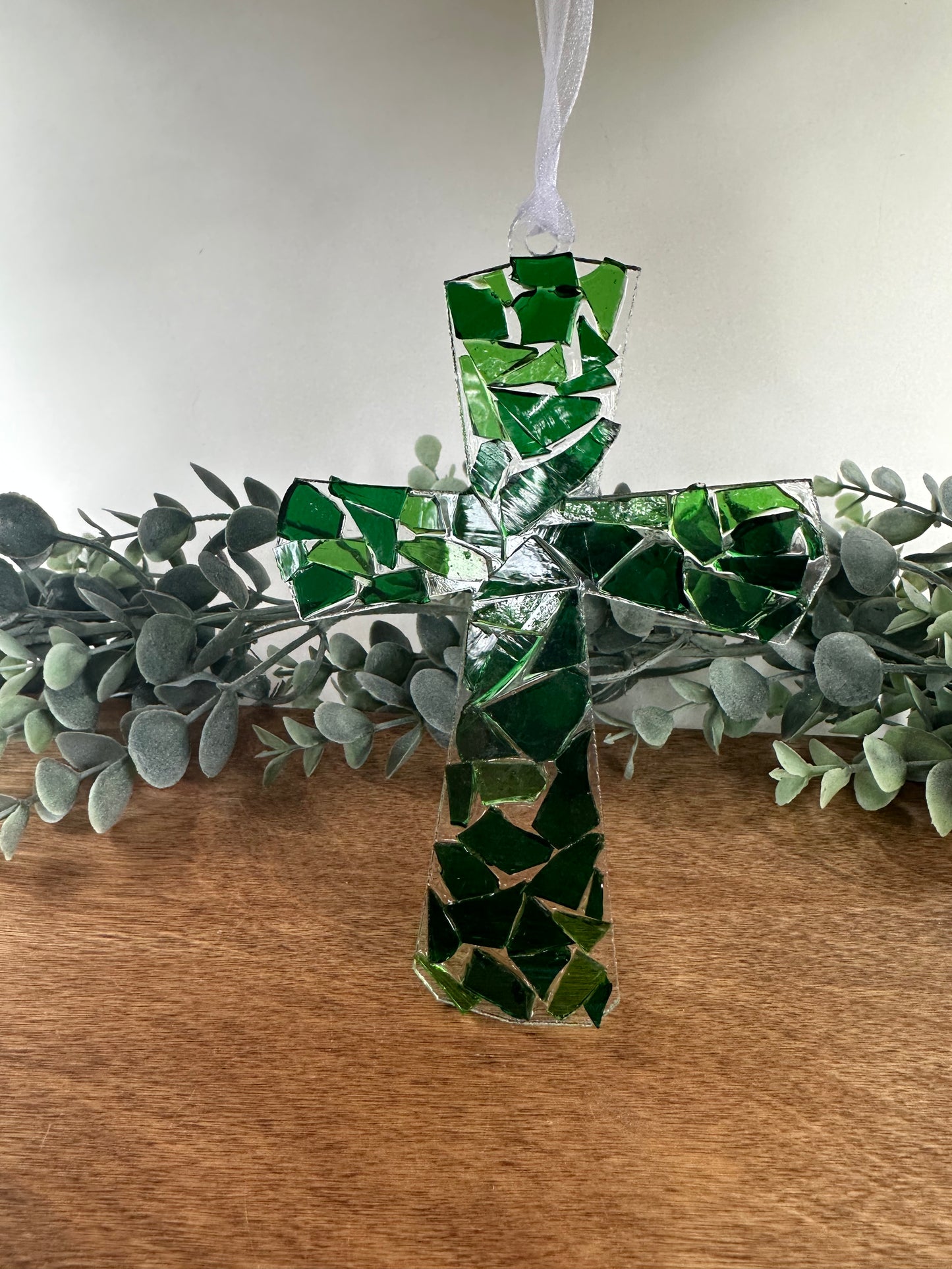 Cross Mosaic Glass Ornament
