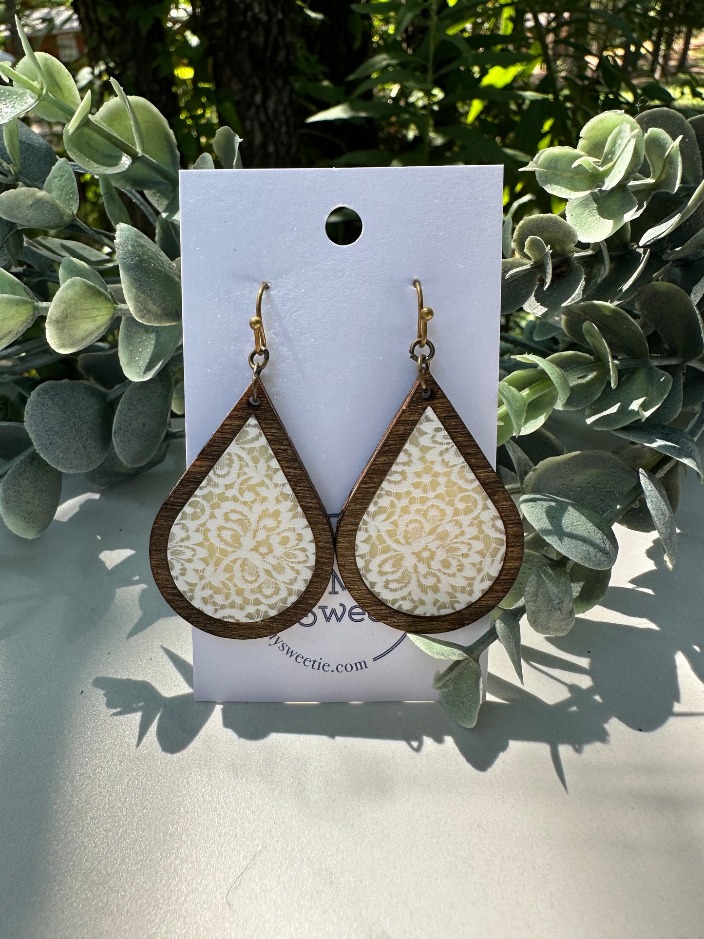 White Lace Teardrop Earrings