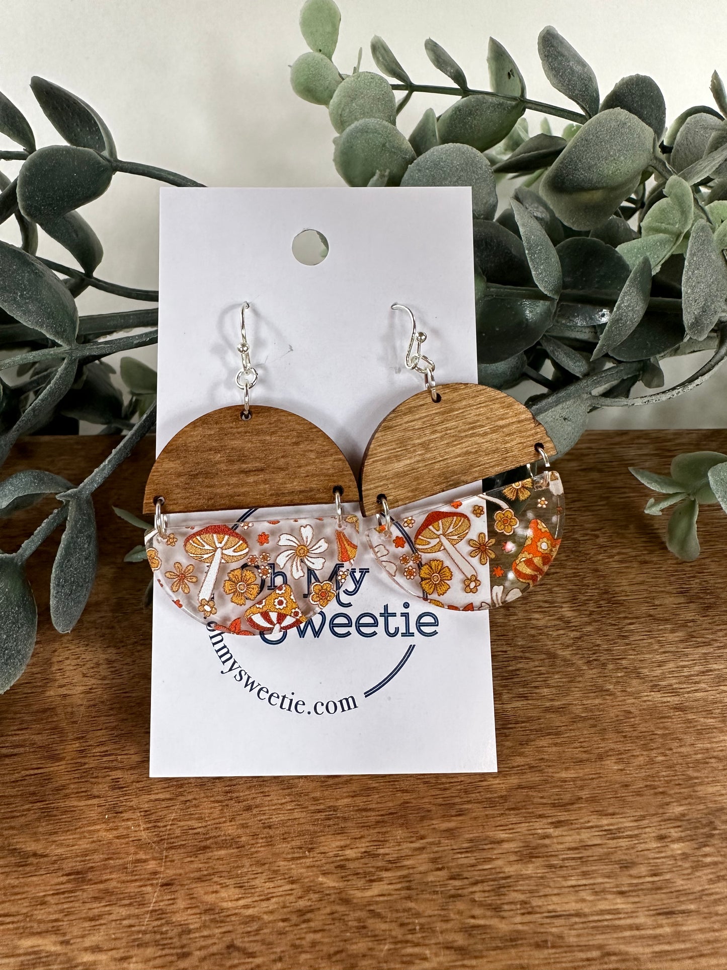 Retro Mushroom Medium Split-Circle Earrings